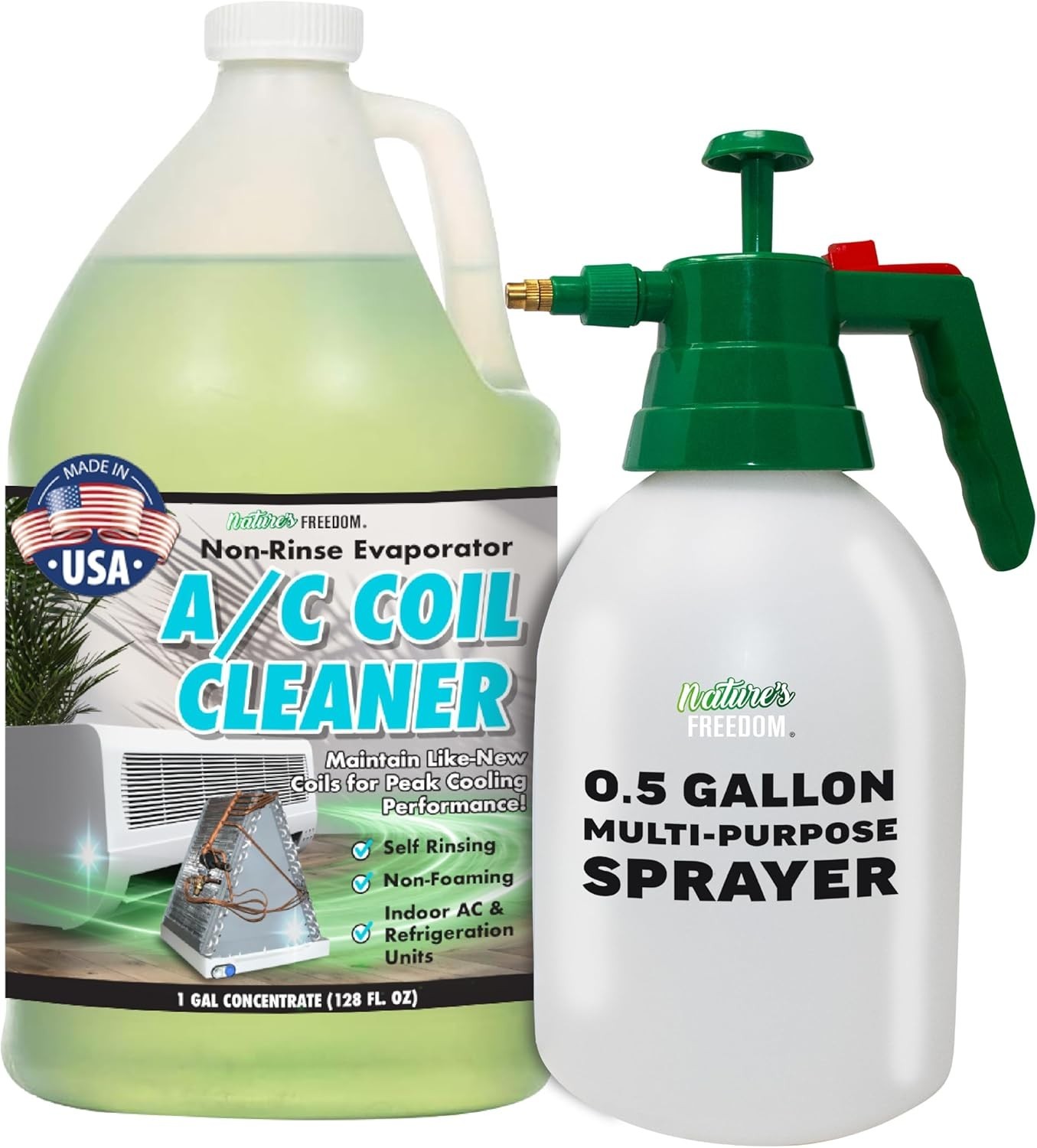 Nature’s Freedom Indoor AC Coil Cleaner with Pump Sprayer – 1 Gallon