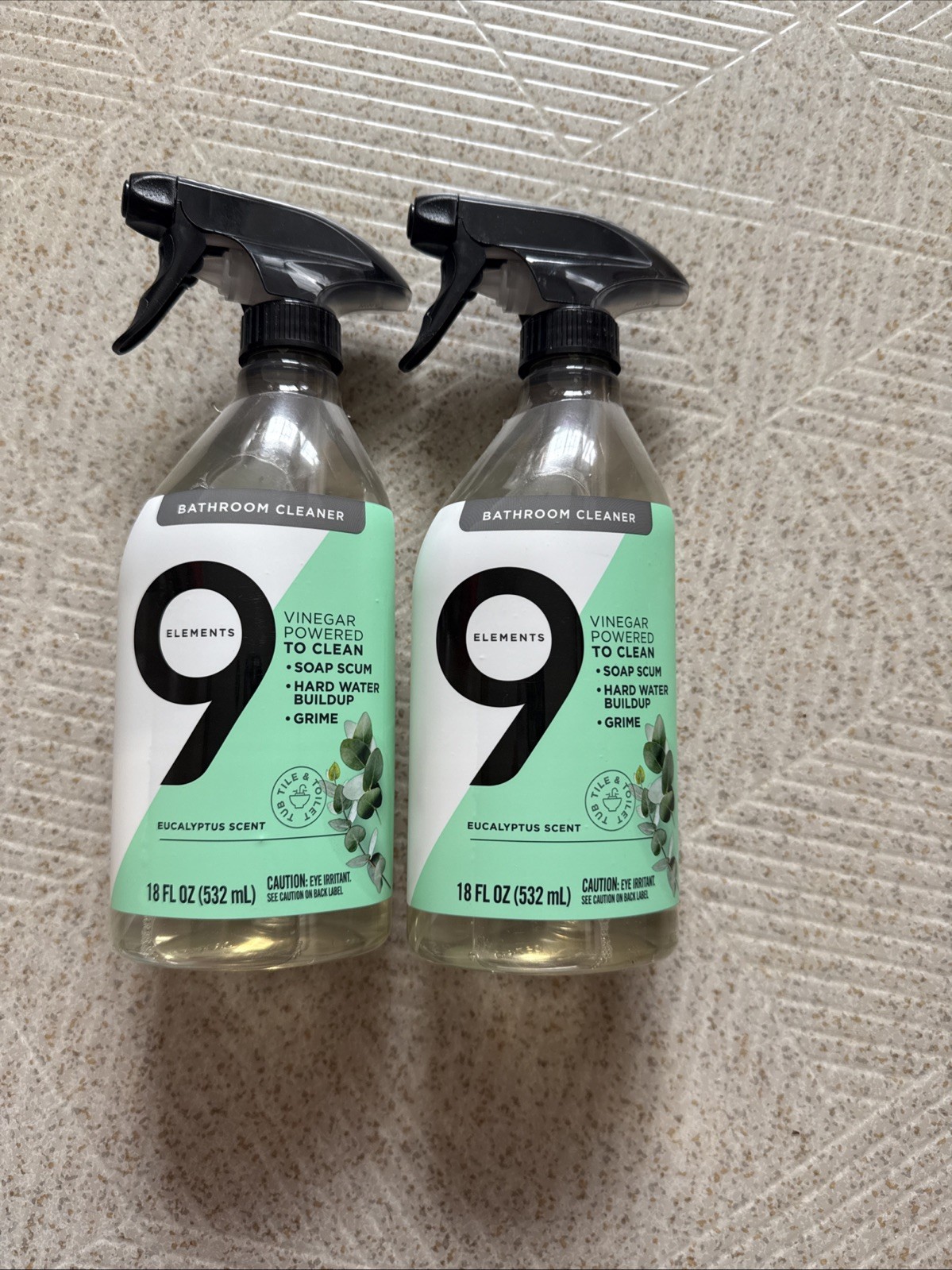 2 Pack 9 ELEMENTS VINEGAR Bathroom CLEANER 18 oz EUCALYPTUS SCENT