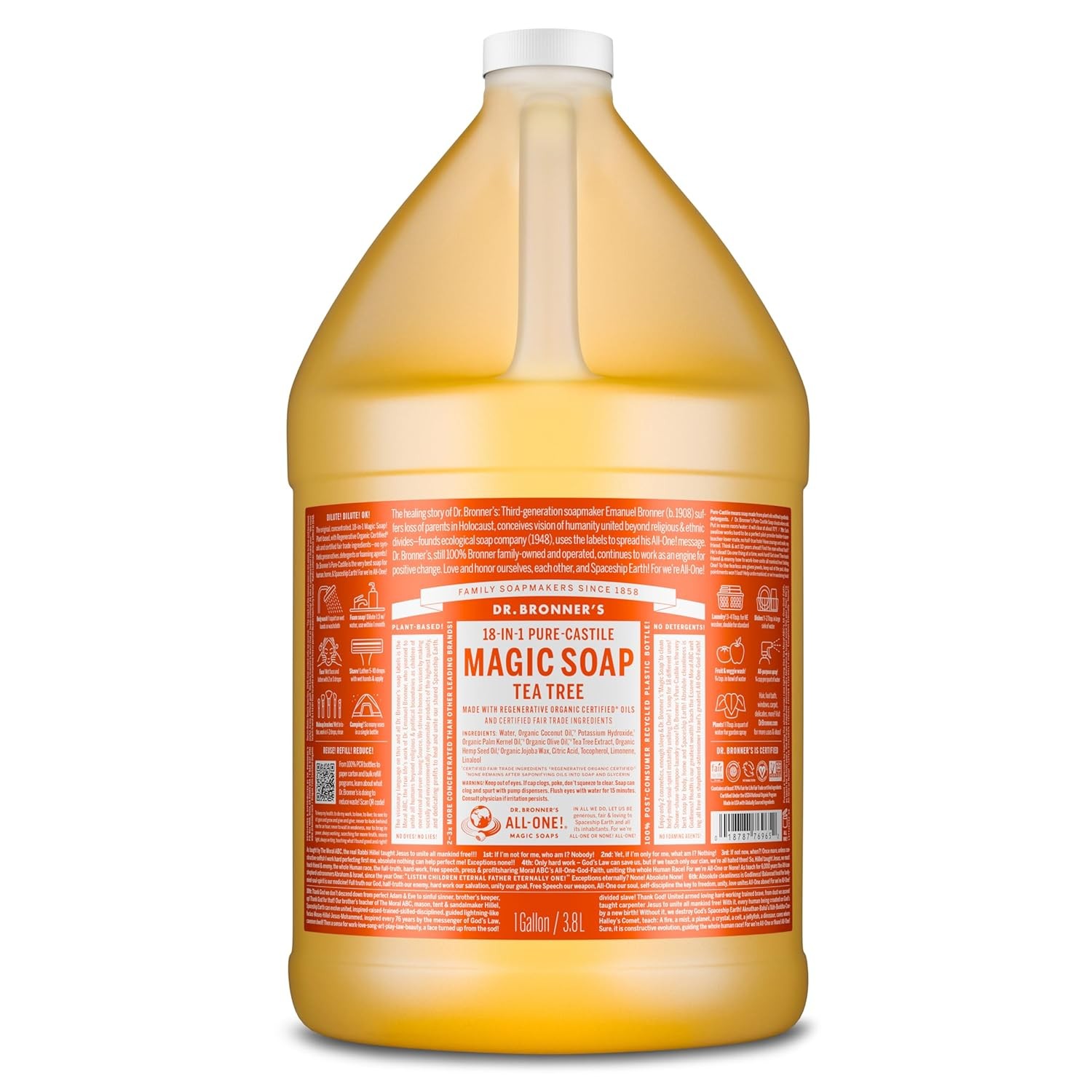 Dr. Bronner’s Pure-Castile Magic Soap Liquid (Tea Tree, 1 Gallon) ?C Made with