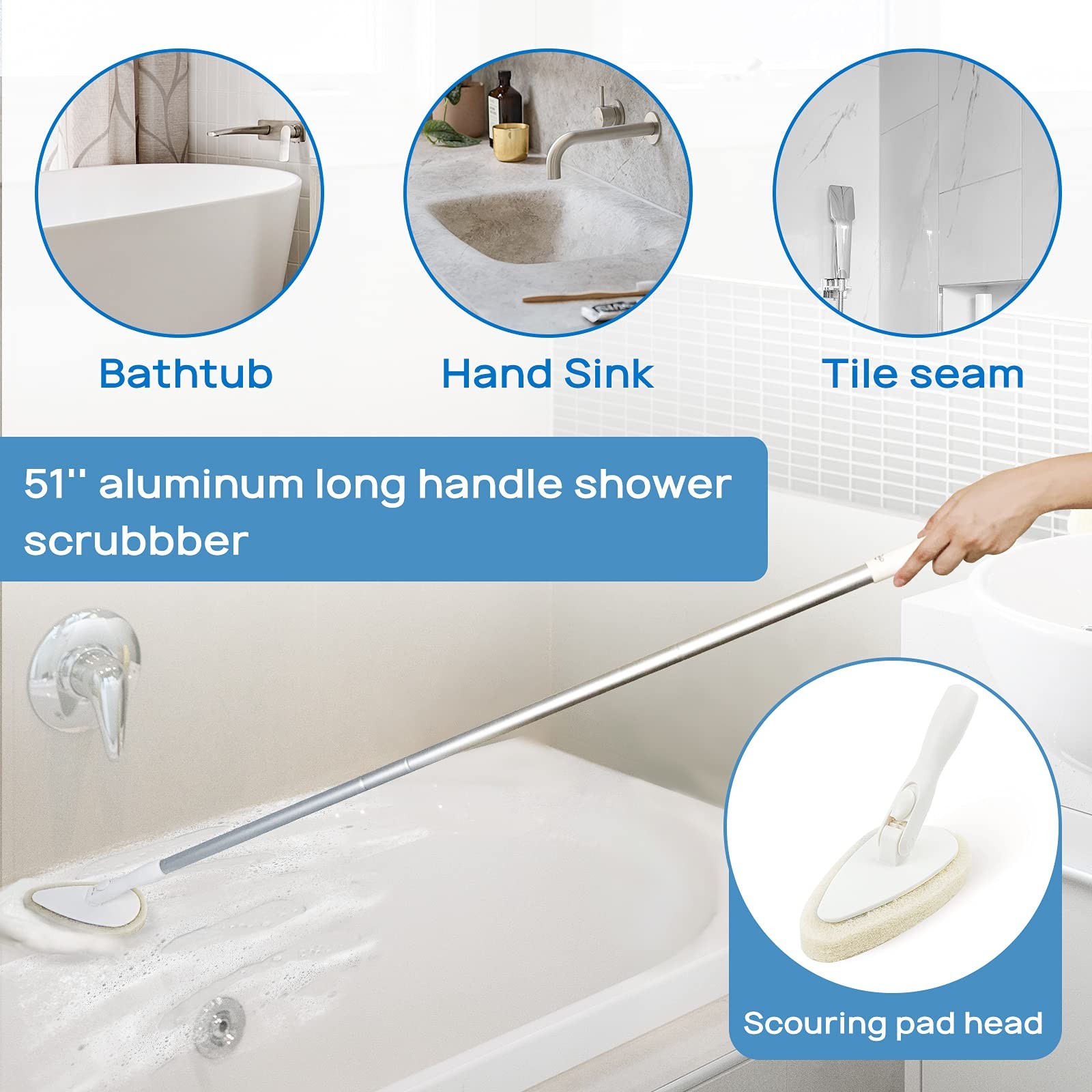 Shower Scrubber Cleaning Brush Combo Bath Tub Tile Cleaner Scrubber Brush With 5