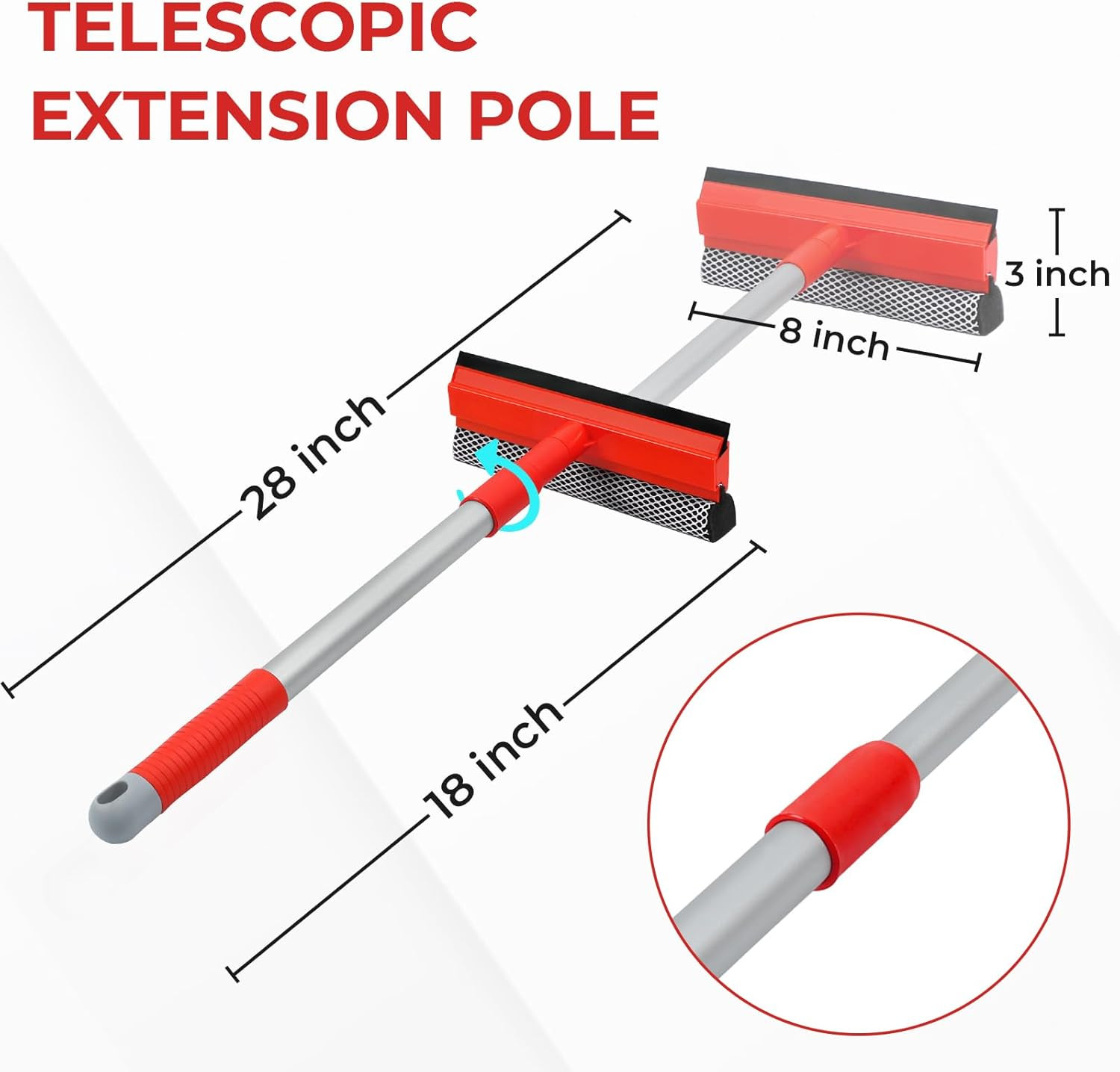 Windshield Cleaner Tool 2 in 1 Car Window Squeegee with Extendable