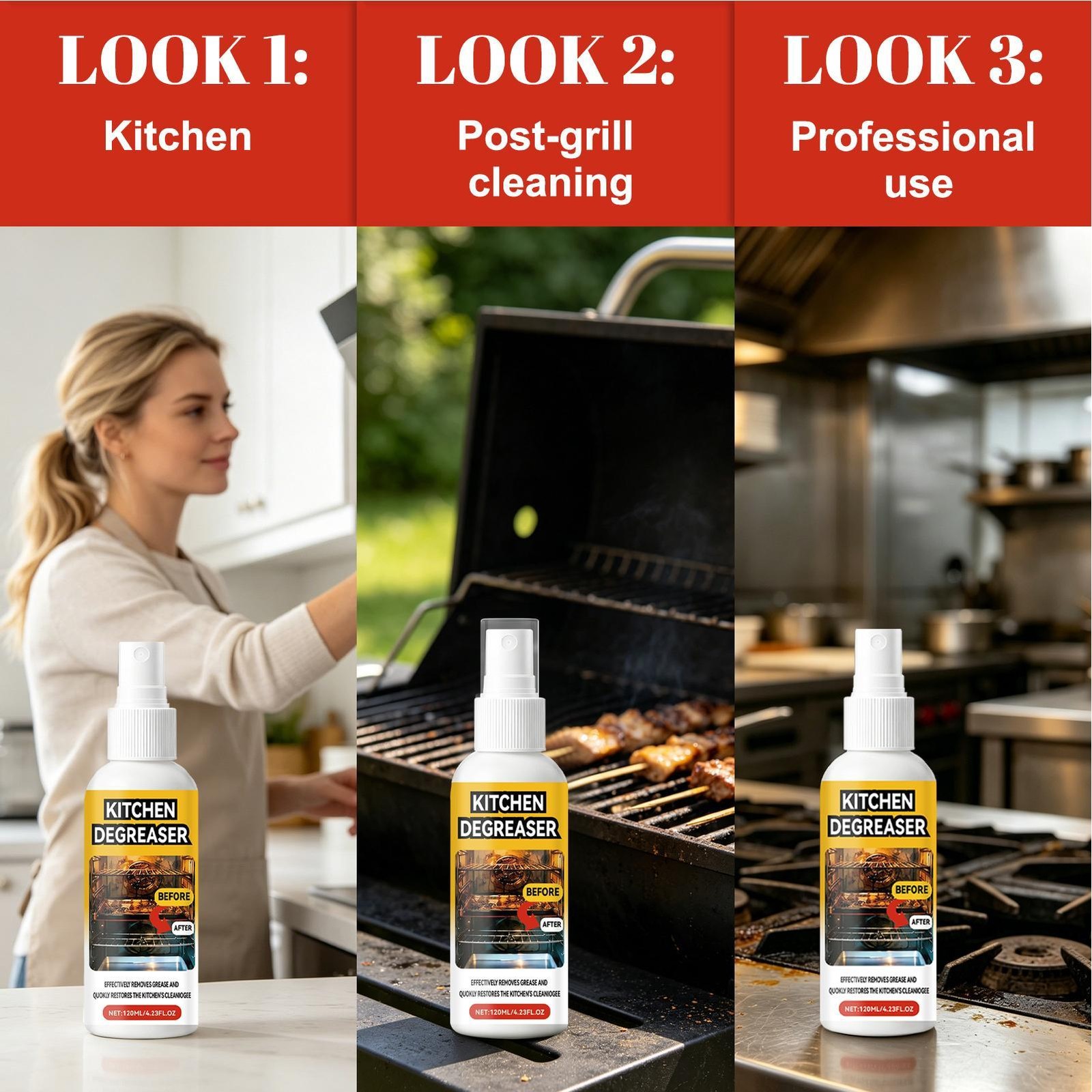 Kitchen Degreaser Heavy Duty Cleaning Stain Remover 120ml Oven Grill Oil Cleaner