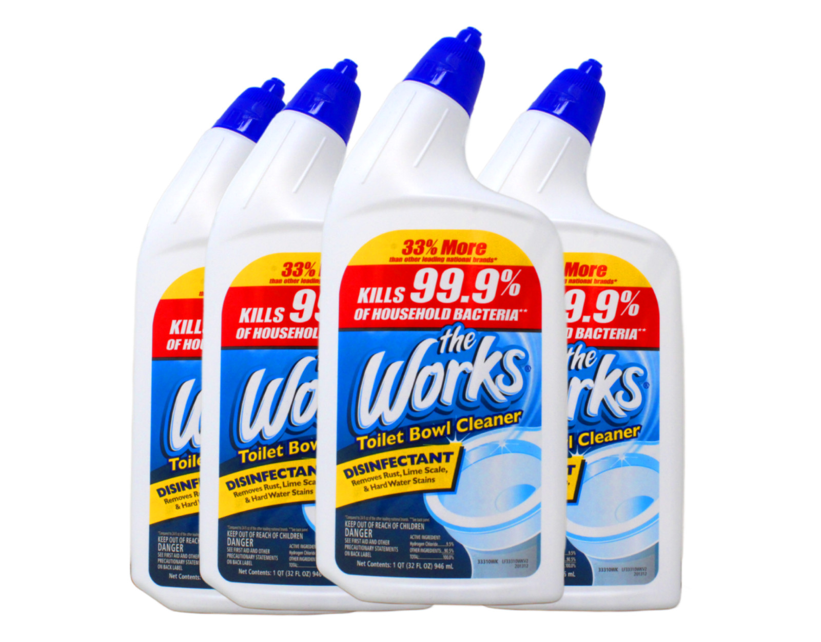 The Works Toilet Bowl Cleaner 32oz Removes Stains 4 Pack