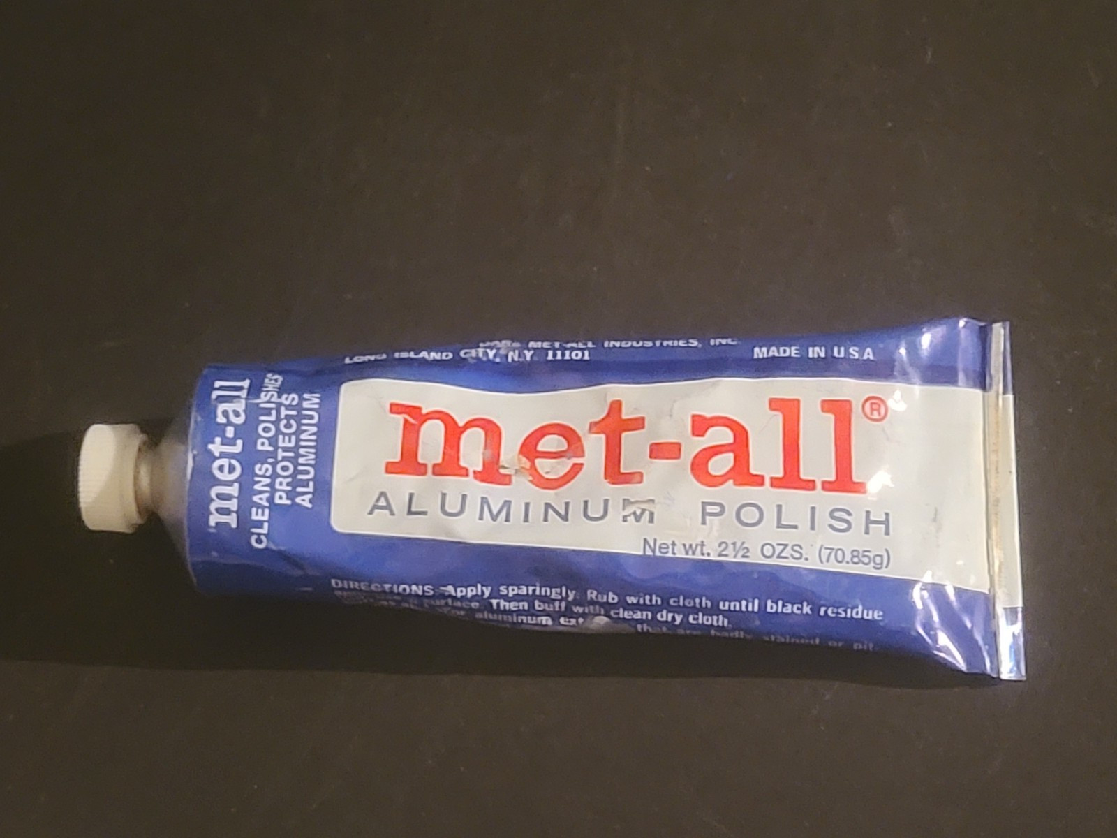 Vintage New Old Stock Met-All Aluminum Polish 2.5 oz Tube