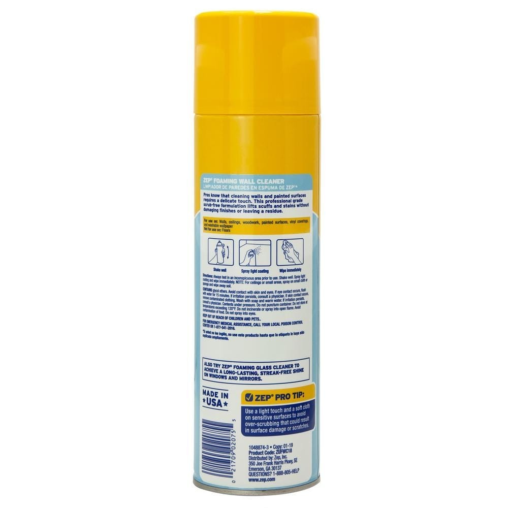 Zep Foaming Wall Cleaner 18 oz Pack of 2 Spray Foam Wall Cleaner ZUFWC182