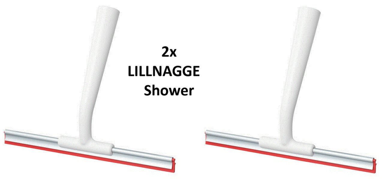 2x IKEA LILLNAGGEN Shower Squeegee Window Squeegee Glass Cleaning Red & White