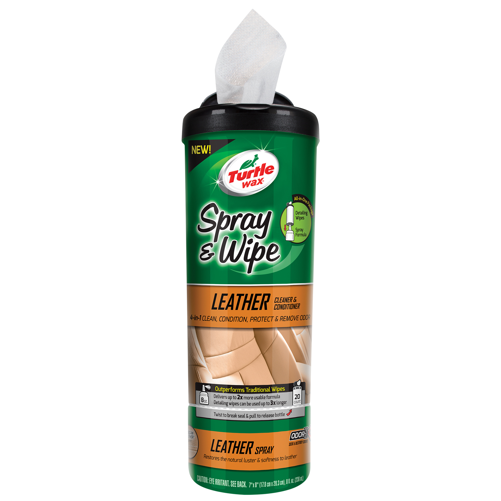 Turtle Wax Spray & Wipe Cleaner and Conditioner – Leather Detailing Wipes