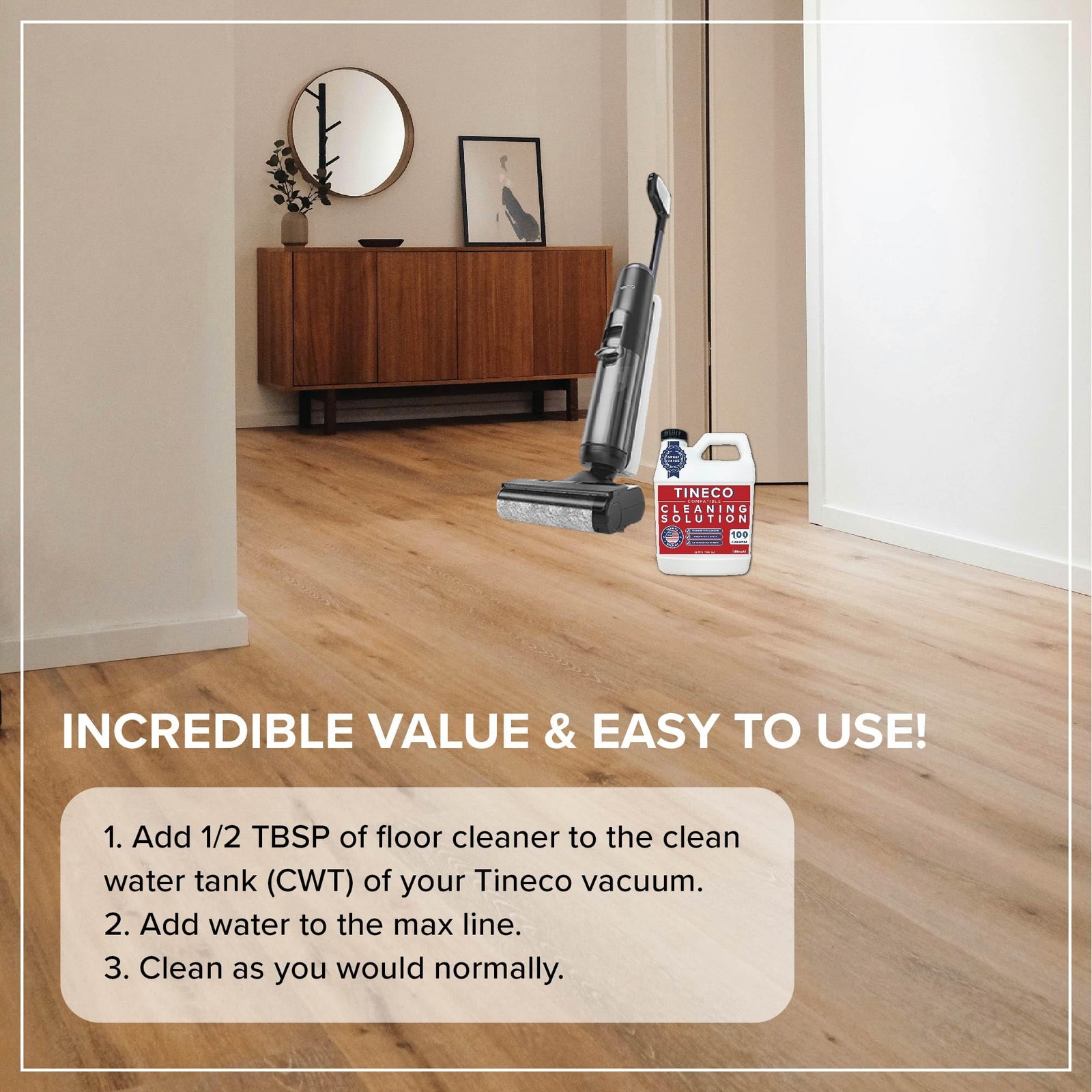 Floor Cleaner Compatible with Tineco – 100 CLEANINGS – 32oz Floor Cleaning So…