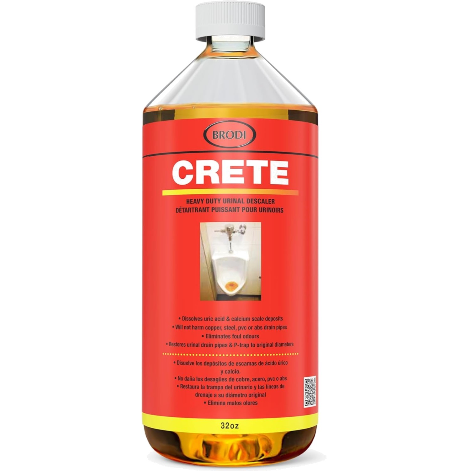 Urinal Drain Cleaner Commercial Grade Descaler & Deodorizer, Safe for Pipes