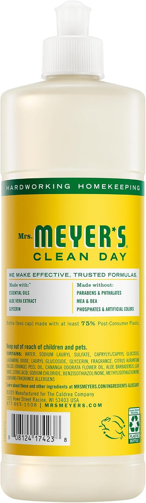 Mrs Meyers Liquid Dish Soap Honeysuckle Scent Plant Derived Degreaser 16oz