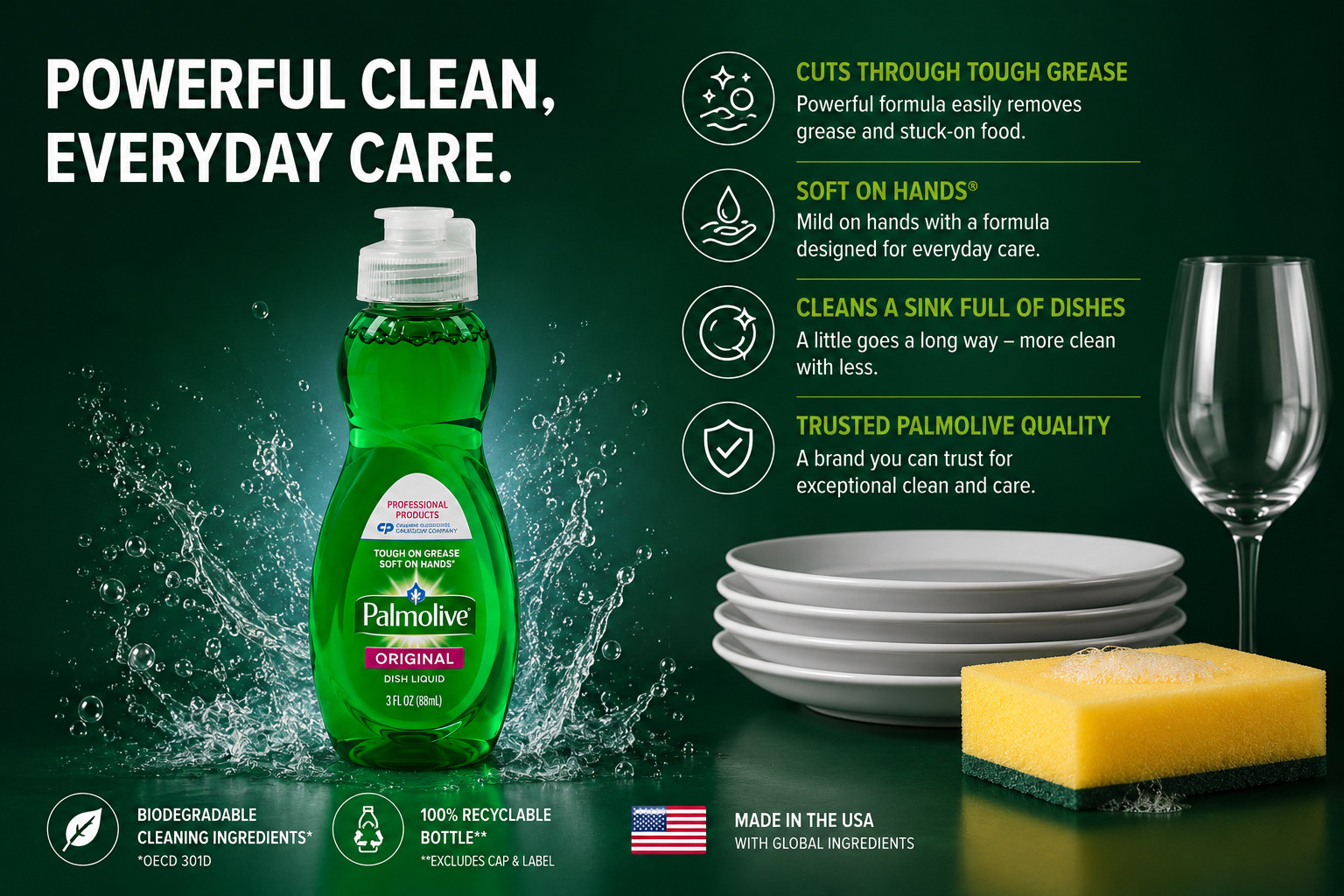 3-Pack Palmolive Original Dish Soap Liquid 3 Oz Bottles Grease Fighting Cleaner