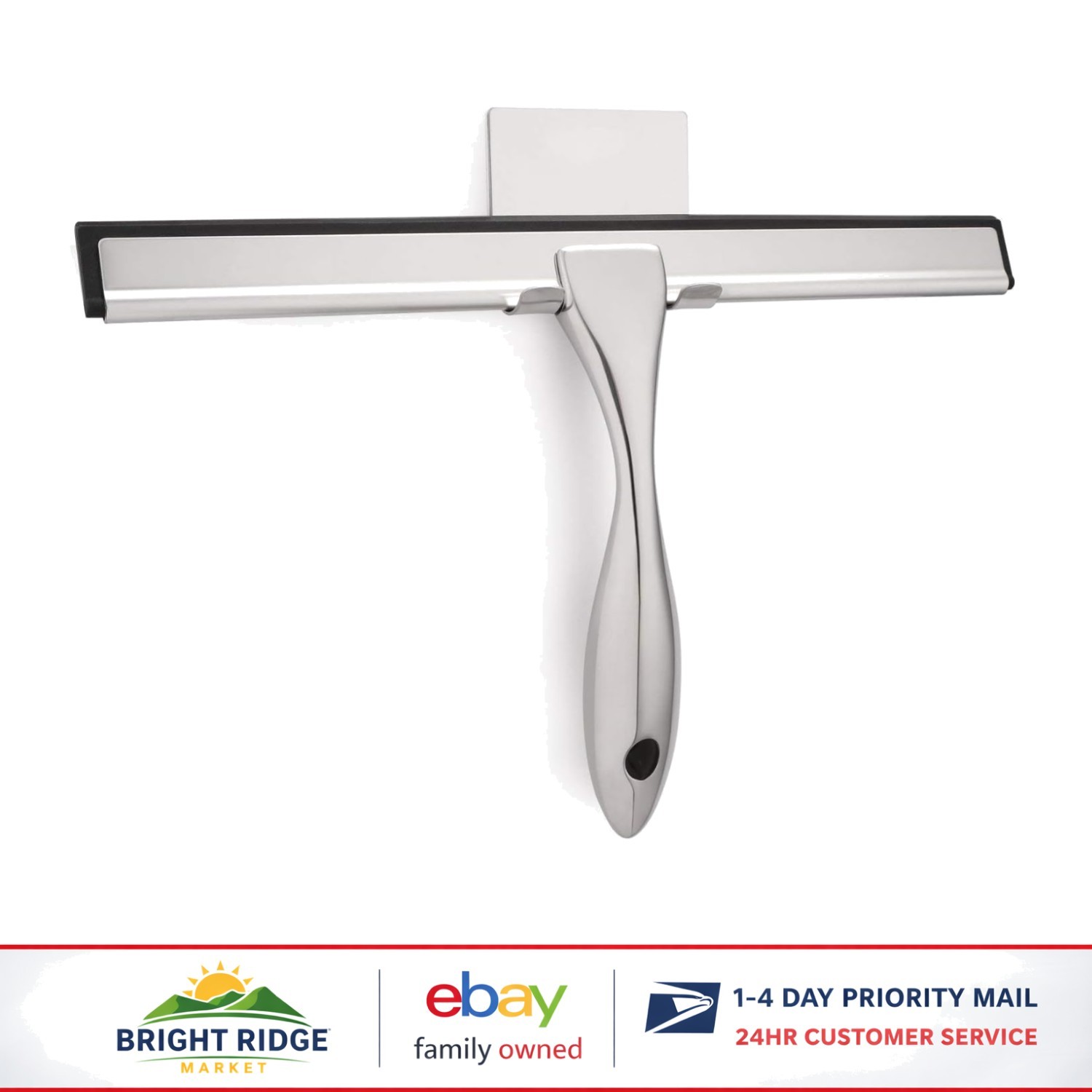 Modern Stainless Steel Shower Squeegee with 10-Inch Silicone Blade for Windows