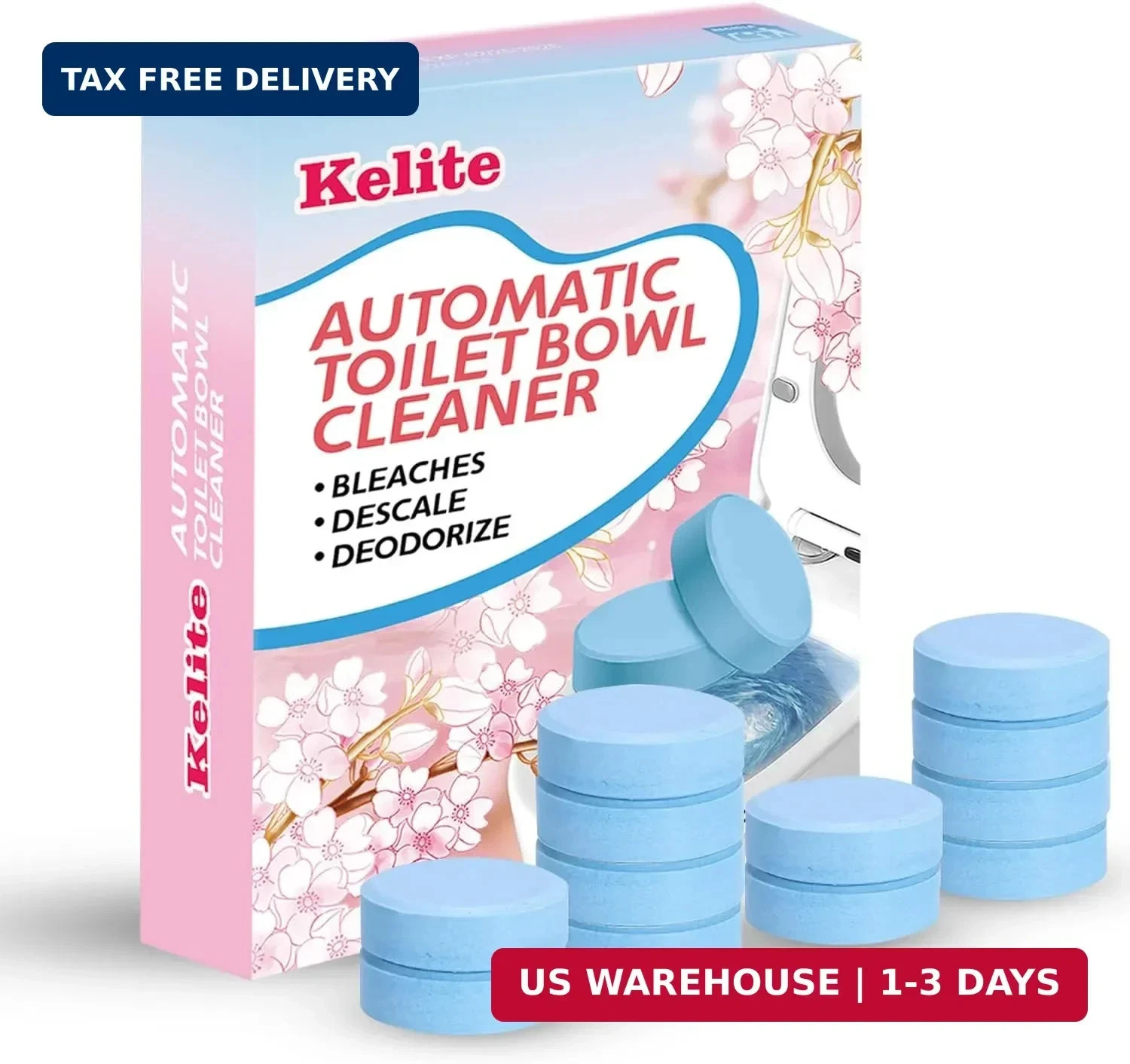 Toilet Bowl Cleaners – 12 Pack, Automatic Tank Tablets for Deodorizing & Descali