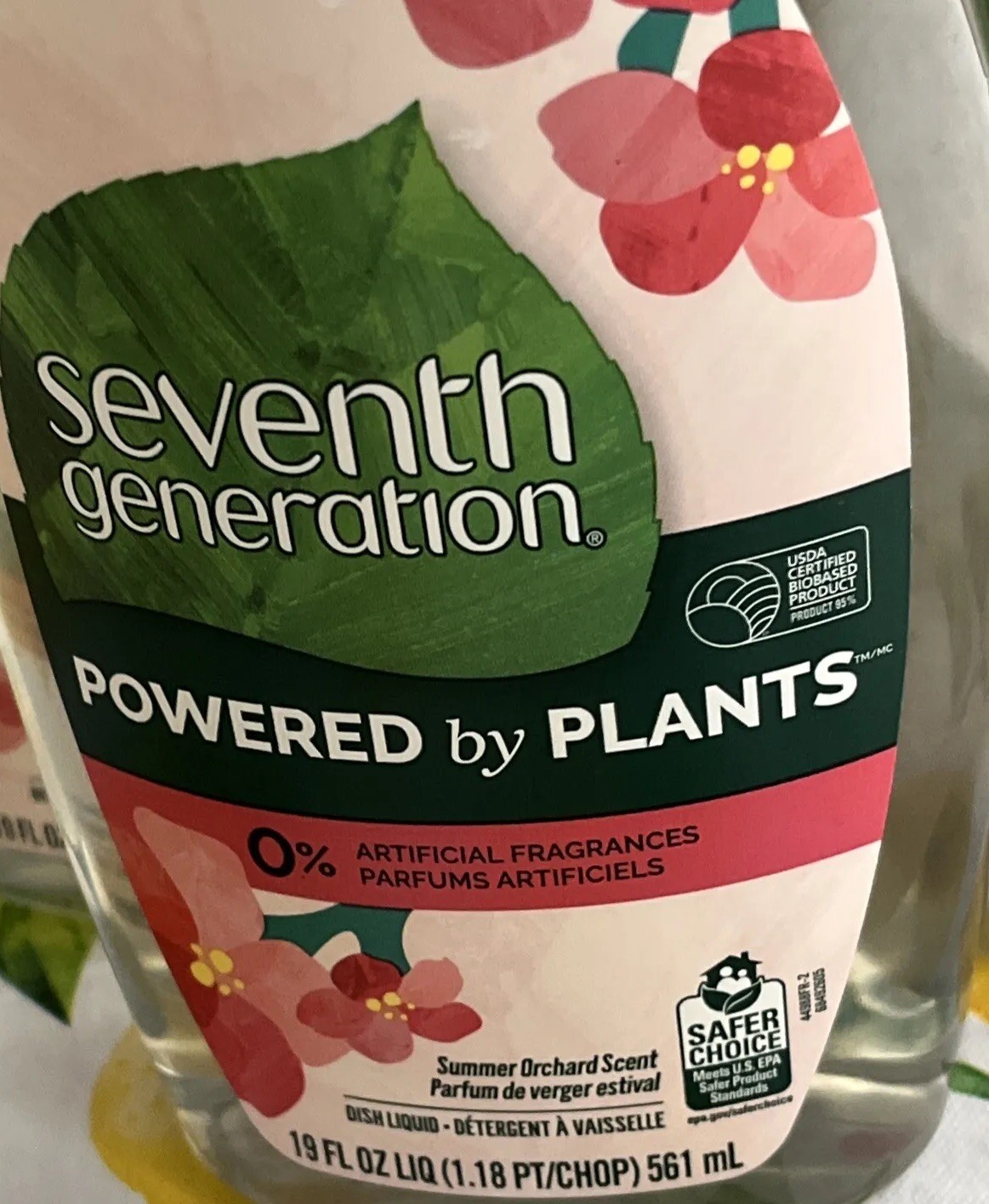 Seventh Generation SUMMER ORCHARD SCENT Dish Soap Powered By Plants 3 x 19fl.oz