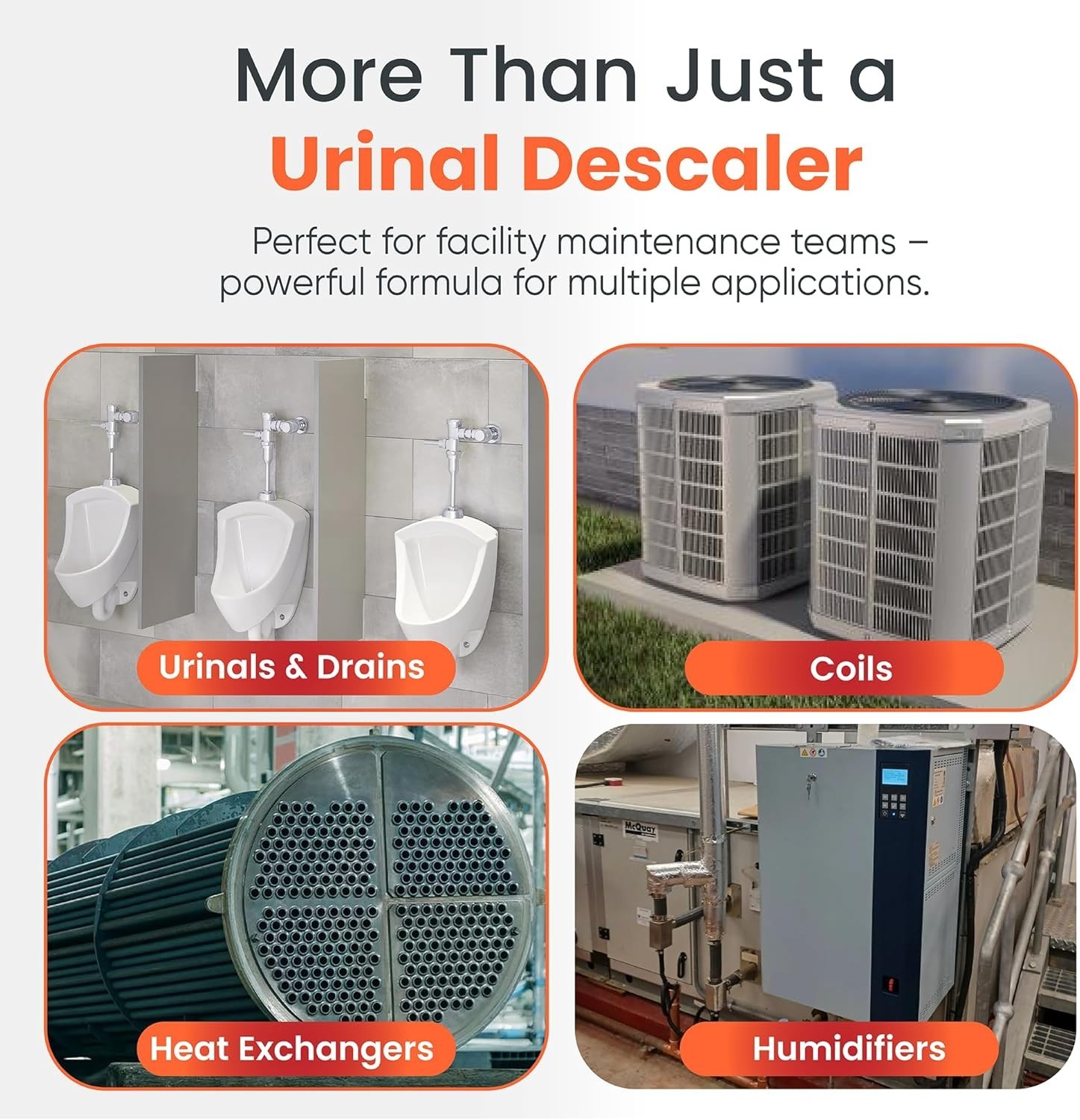 Urinal Drain Cleaner Commercial Grade Descaler & Deodorizer, Safe for Pipes