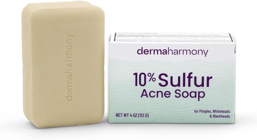 10% Sulfur Acne Bar Soap, Acne Treatment Bar for Face & Body, 4 oz – Helps Clear