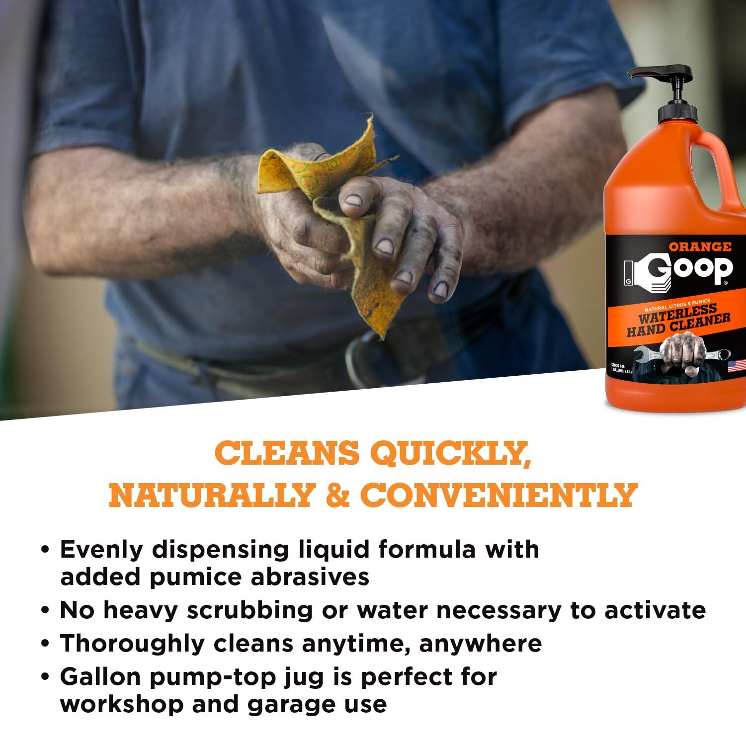 Orange Goop Hand Cleaner Liquid with Pumice 128 Fl Oz Citrus Cleaning Agent