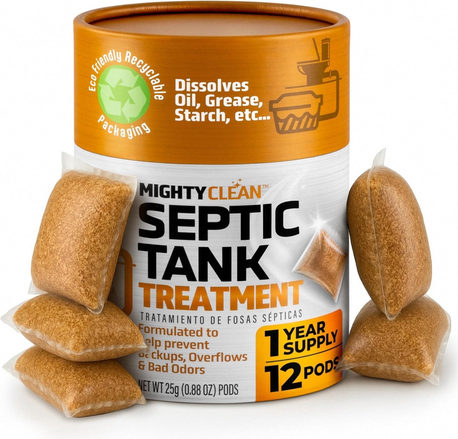 Septic Tank Treatment – 12 Pods, 1 Year Supply – RV Toilet Treatment – Dissolvab