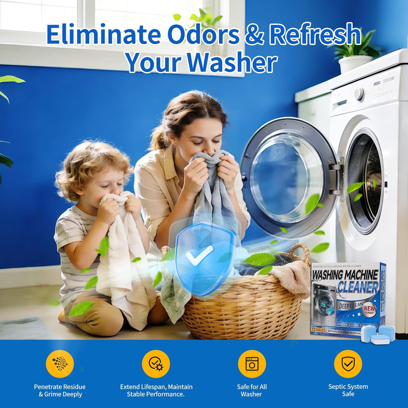 Washing Machine Cleaner Tablets – Deep Cleans & Descaler for Front Load and T…