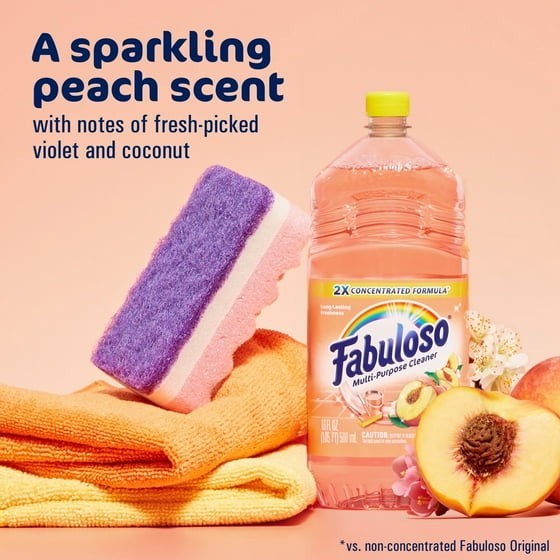 2 Packs Fabuloso 2X Concentrated Multi-Purpose Floor Cleaner Peach 16.9 oz