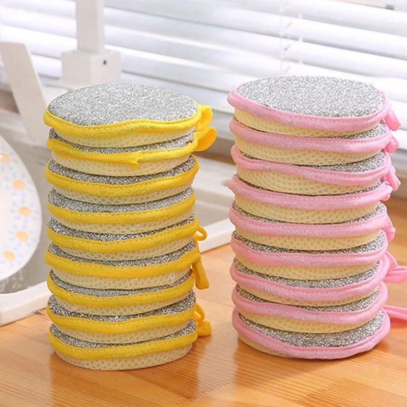Double-Sided Scouring Pads Dish Pan Washing Sponge Kitchen Cleaning Tool