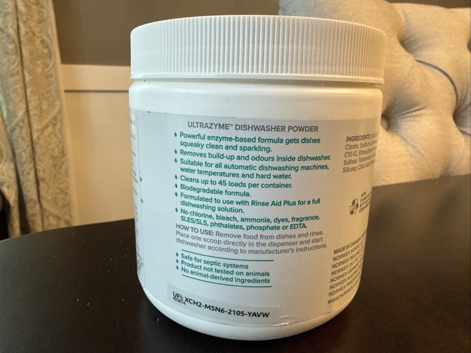Norwex Ultrazyme Dishwasher Powder 450 g Best By: 4/2028 Open
