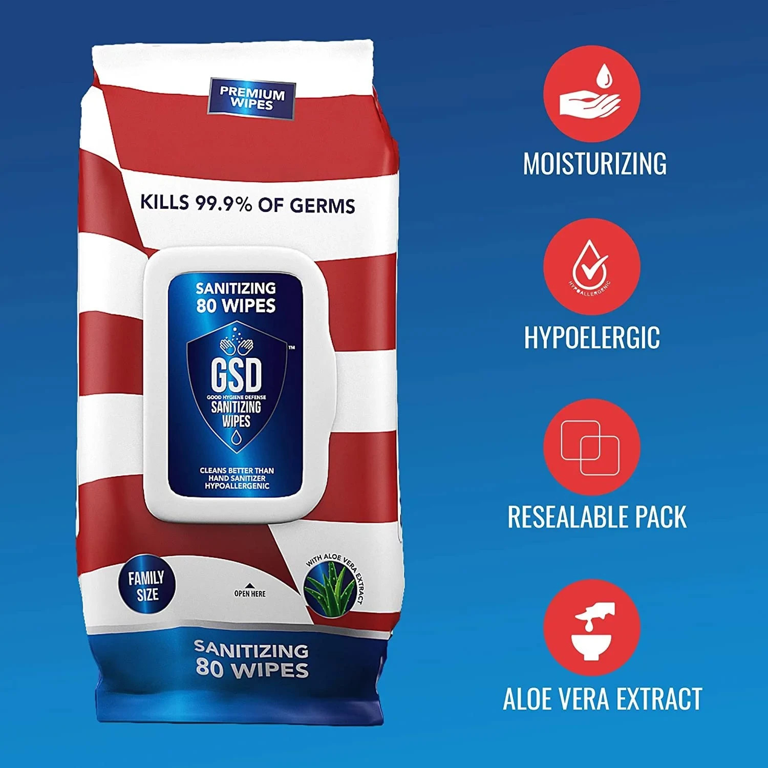 GSD Wipes 80 Pulls Resealable Pack 9.99 EXPIRATION DATE July 2027