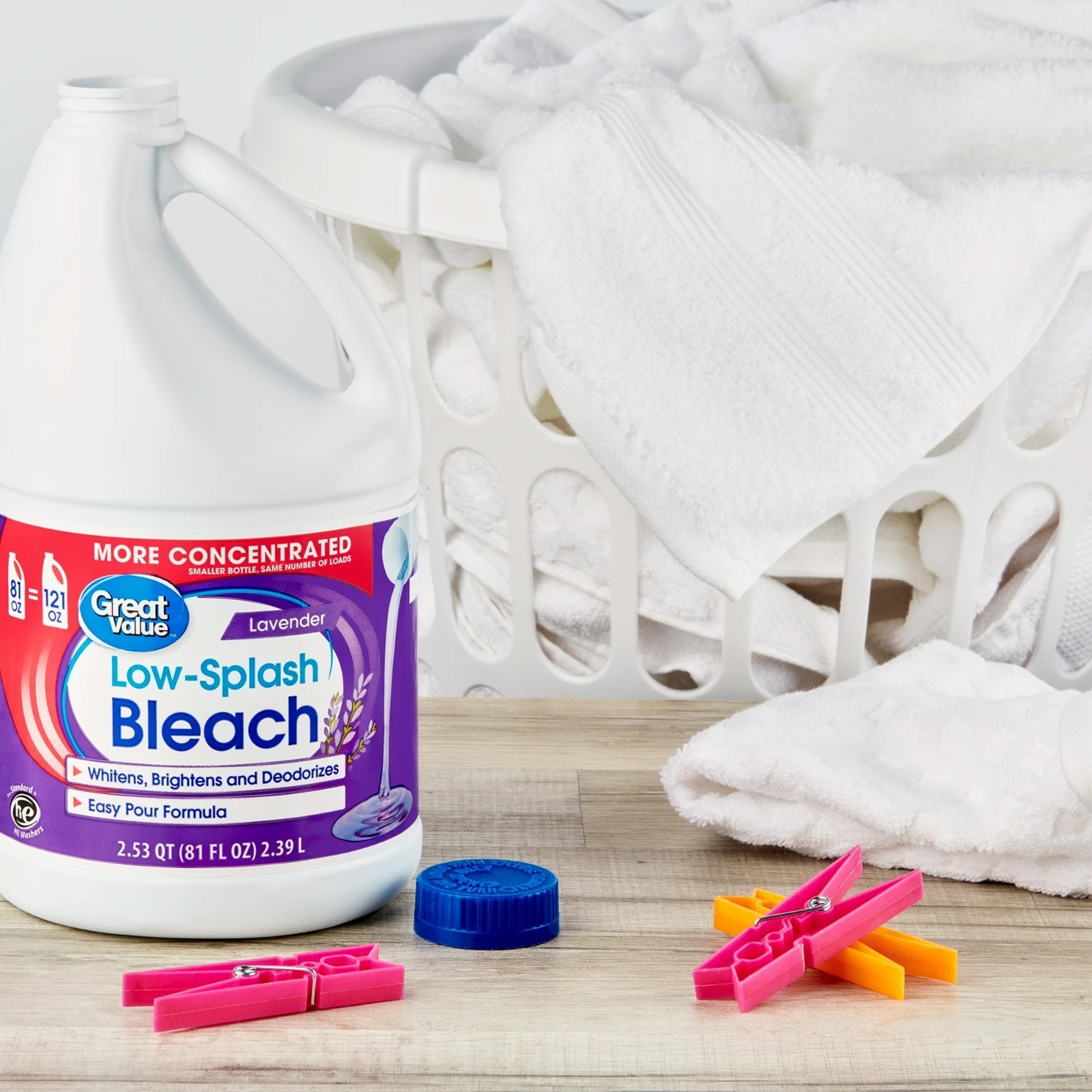 (3 pack) Great Value Low Splash Bleach, Lavender Scent, 81 fl oz