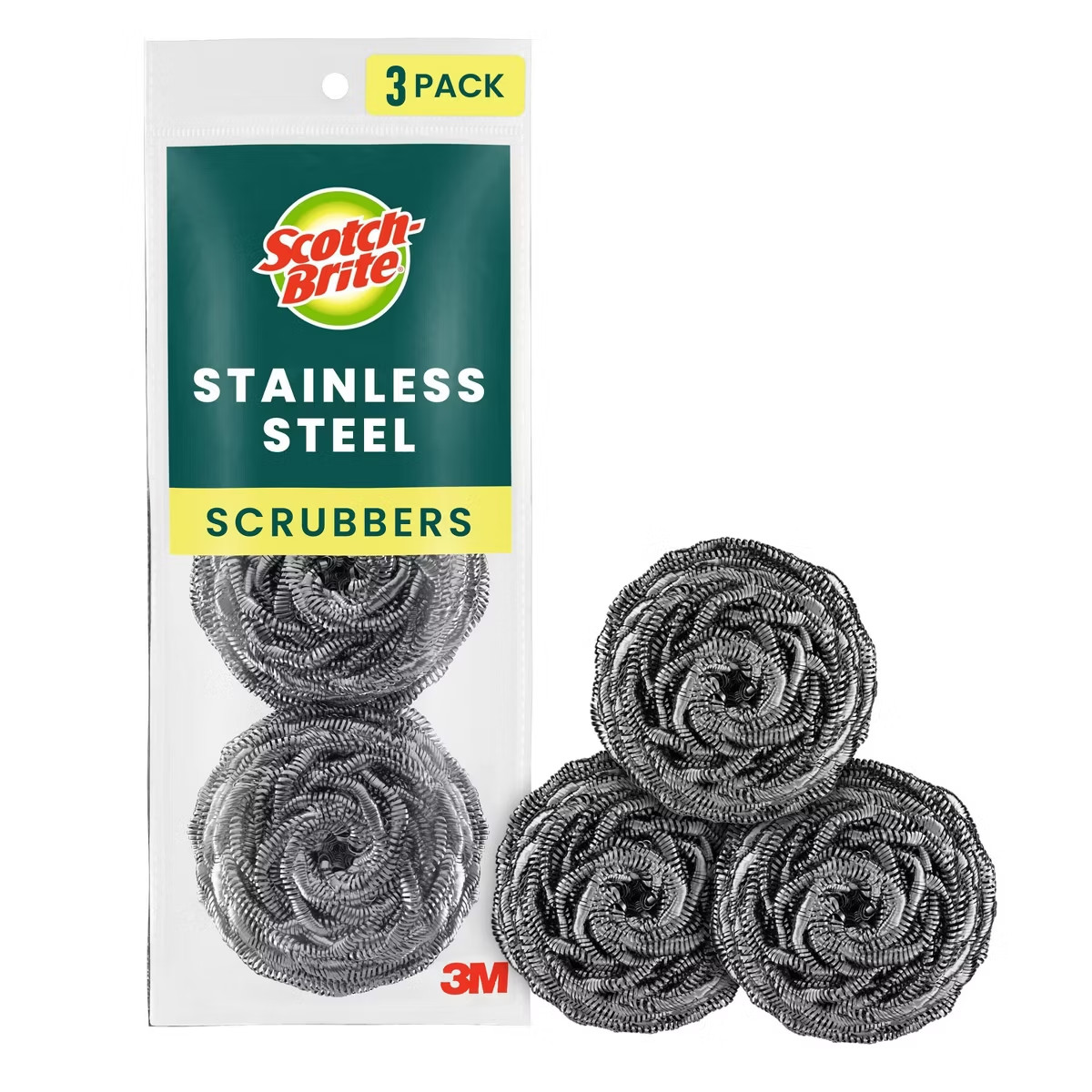 Scotch-Brite Stainless Steel Scrubbing Pads 3ct Reusable Multi-Surface