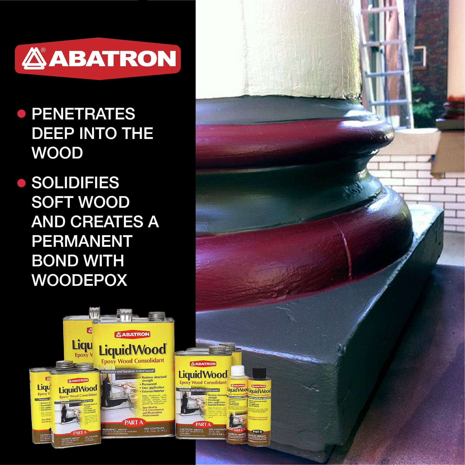 LiquidWood Kit – 12 Ounce – 2-Part Structural Wood Epoxy Resin – Wood Hardene…