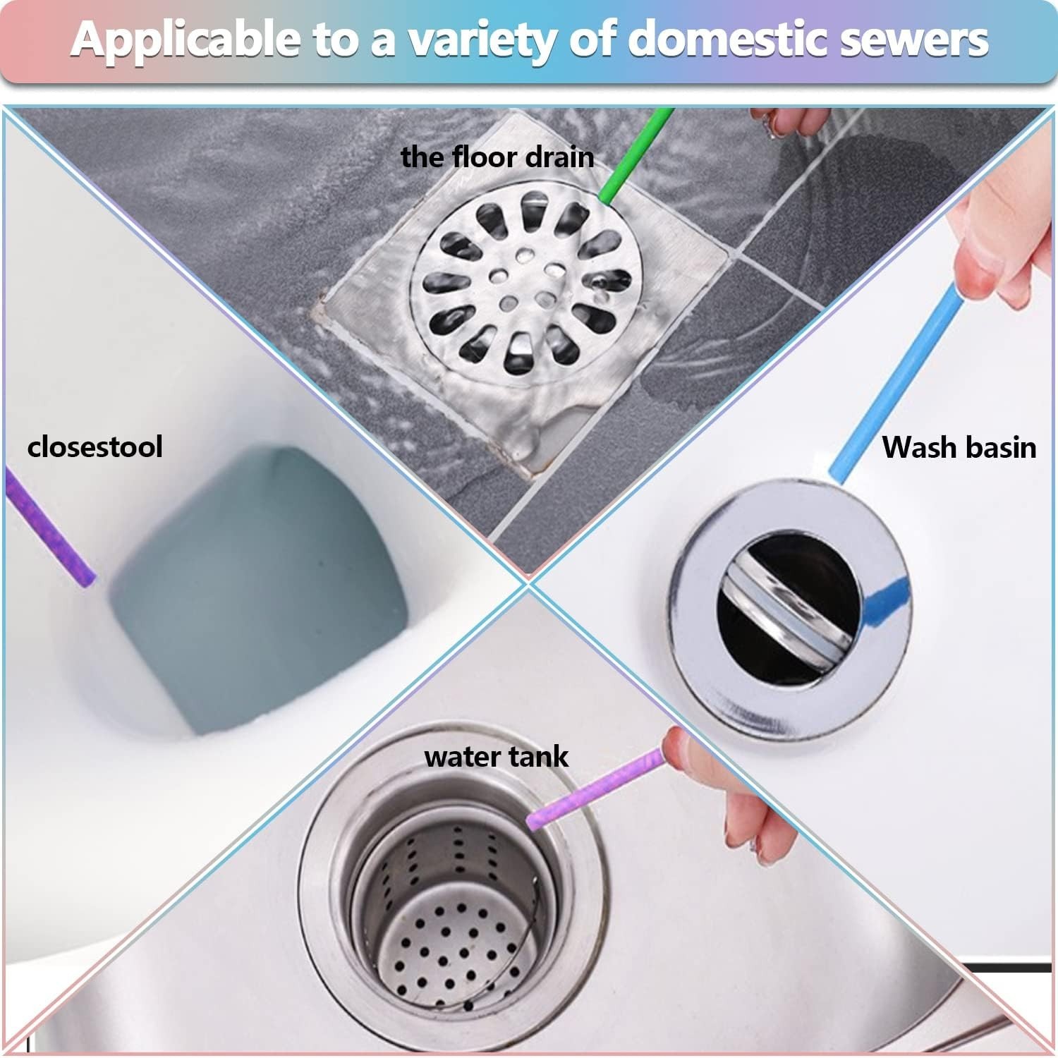 New Sani Sticks Drain Cleaner And Deodorizer 72 pack (Color Set 6) Best Deal USA