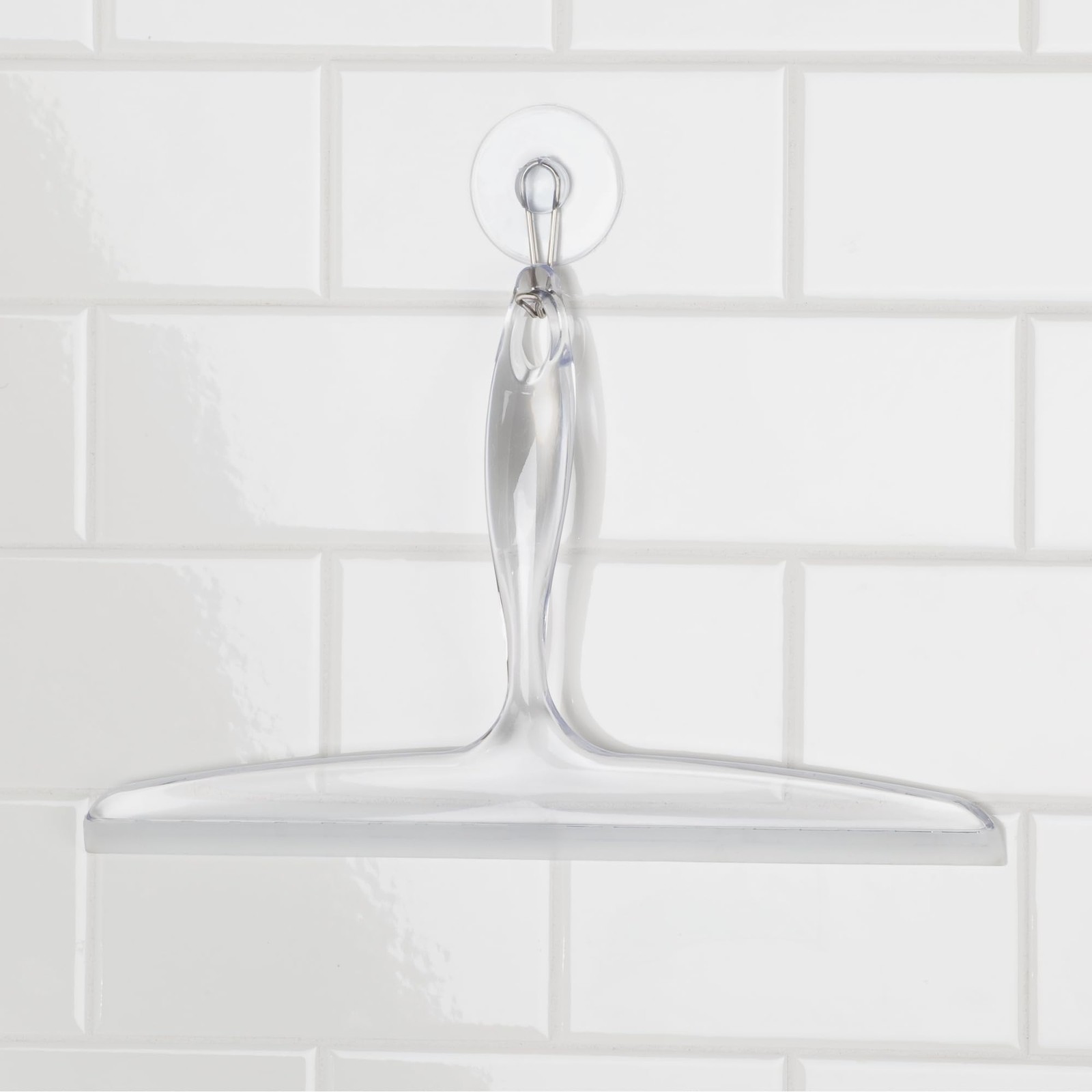 Plastic Bath Squeegee for Glass with Suction Hook Holder – 12″, Clear