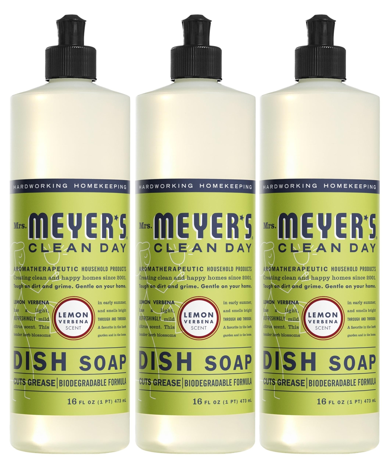 MRS. MEYER’S CLEAN DAY Liquid Dish Soap, Biodegradable Formula, Lemon Verbena…