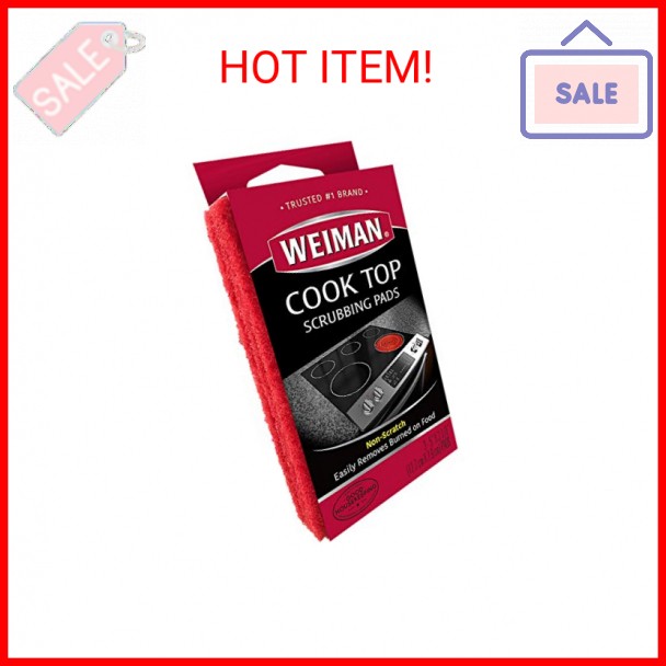 Weiman Cook Top Scrubbing Pads – Gently Clean and Remove Burned-on Food from All