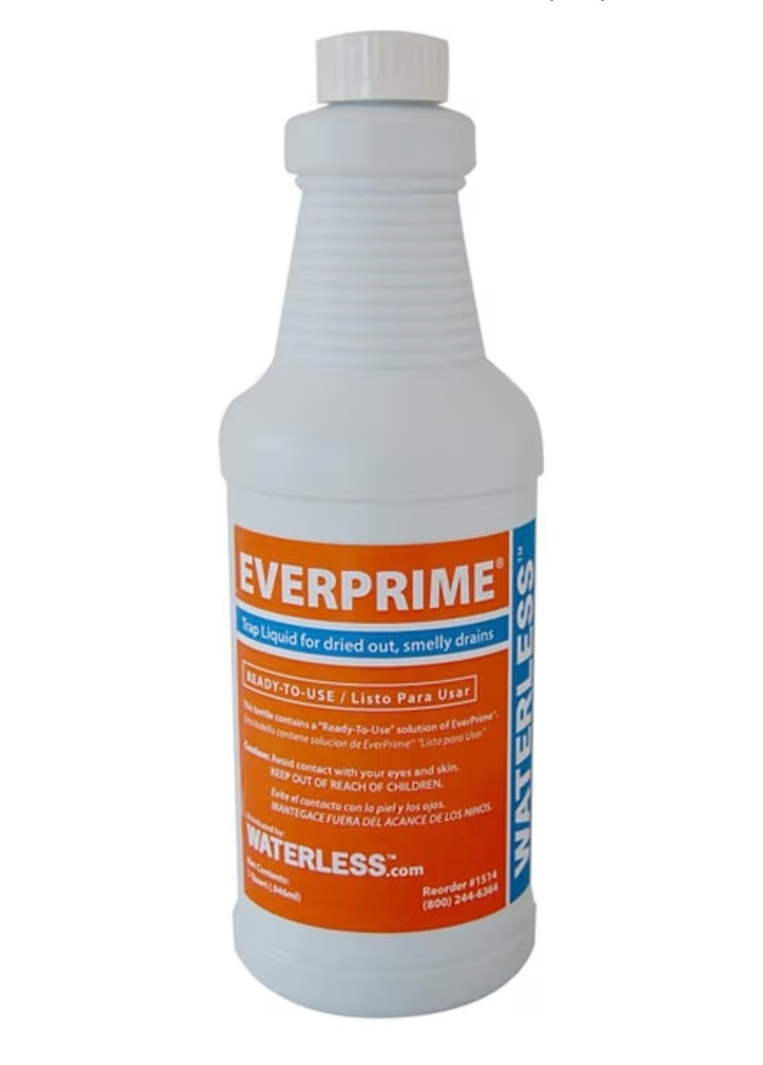 Waterless 1514 EverPrime 1 Quart Drain Trap Liquid for dried out, Smelly drains