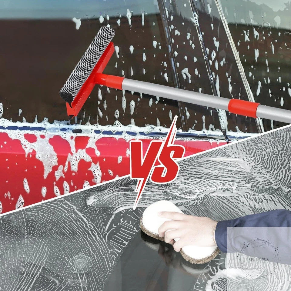 Windshield Cleaner Tool 2 in 1 Car Window Squeegee with Extendable Handle (18″-