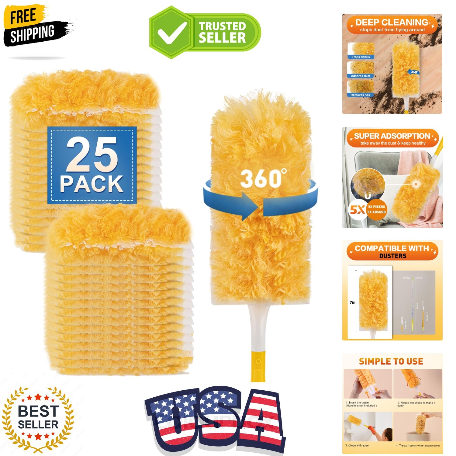 Heavy Duty Duster Refills, Unscented Disposable Dusters Kit for Cleaning Dust…