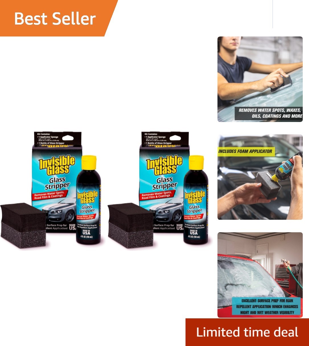 91411 Glass Stripper – Hard Water Spot Remover Pack of 2, 4 Fl Oz Each