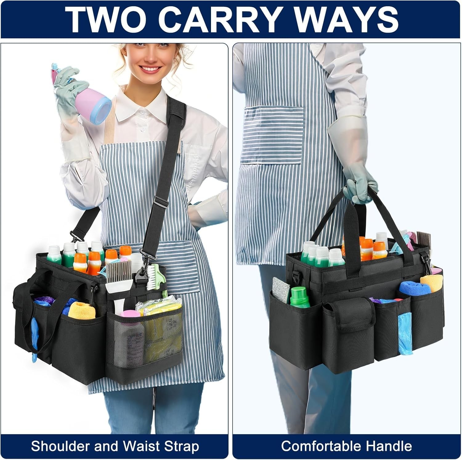 Cleaning Caddy,Cleaning Bag for Housekeepers,Cleaning Supplies Organizer with…