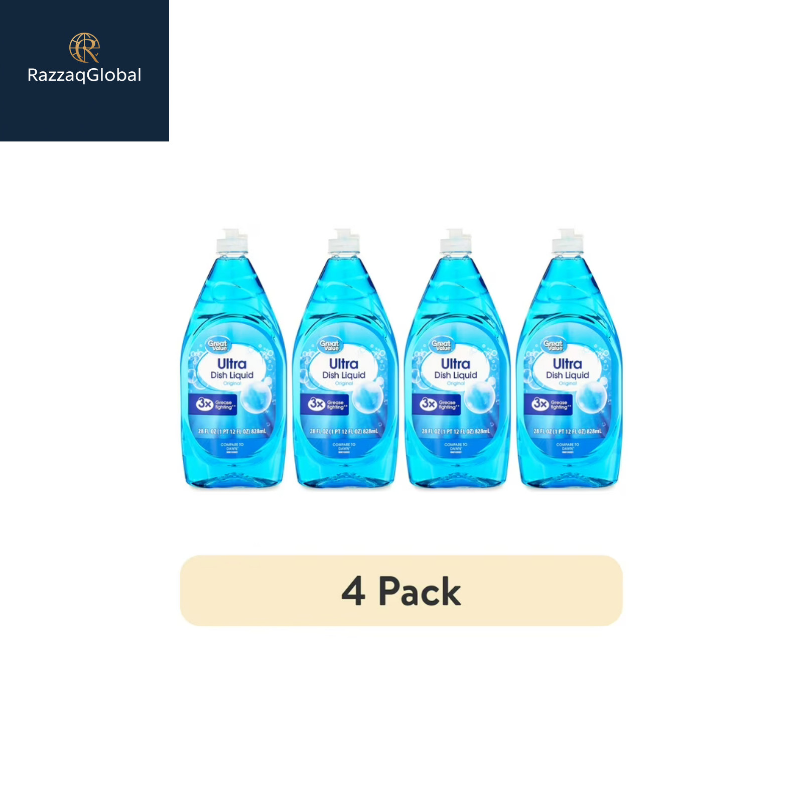 (4 pack) Great Value Ultra Dish Liquid, Original, 28 fl oz