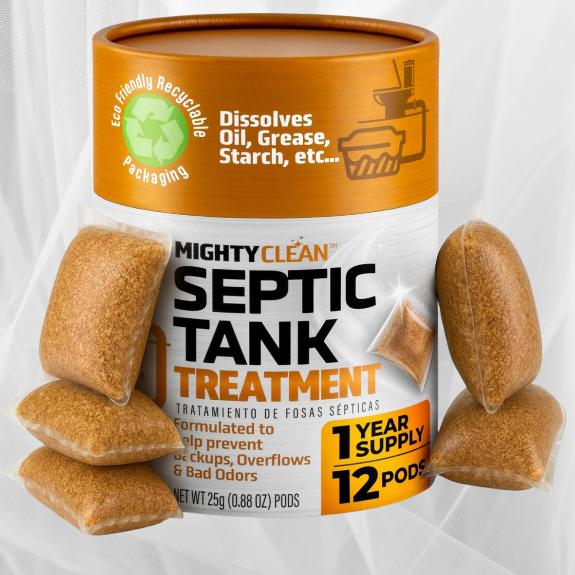 Septic Tank Treatment – 12 Pods, 1 Year Supply – RV Toilet Treatment – Dissolvab