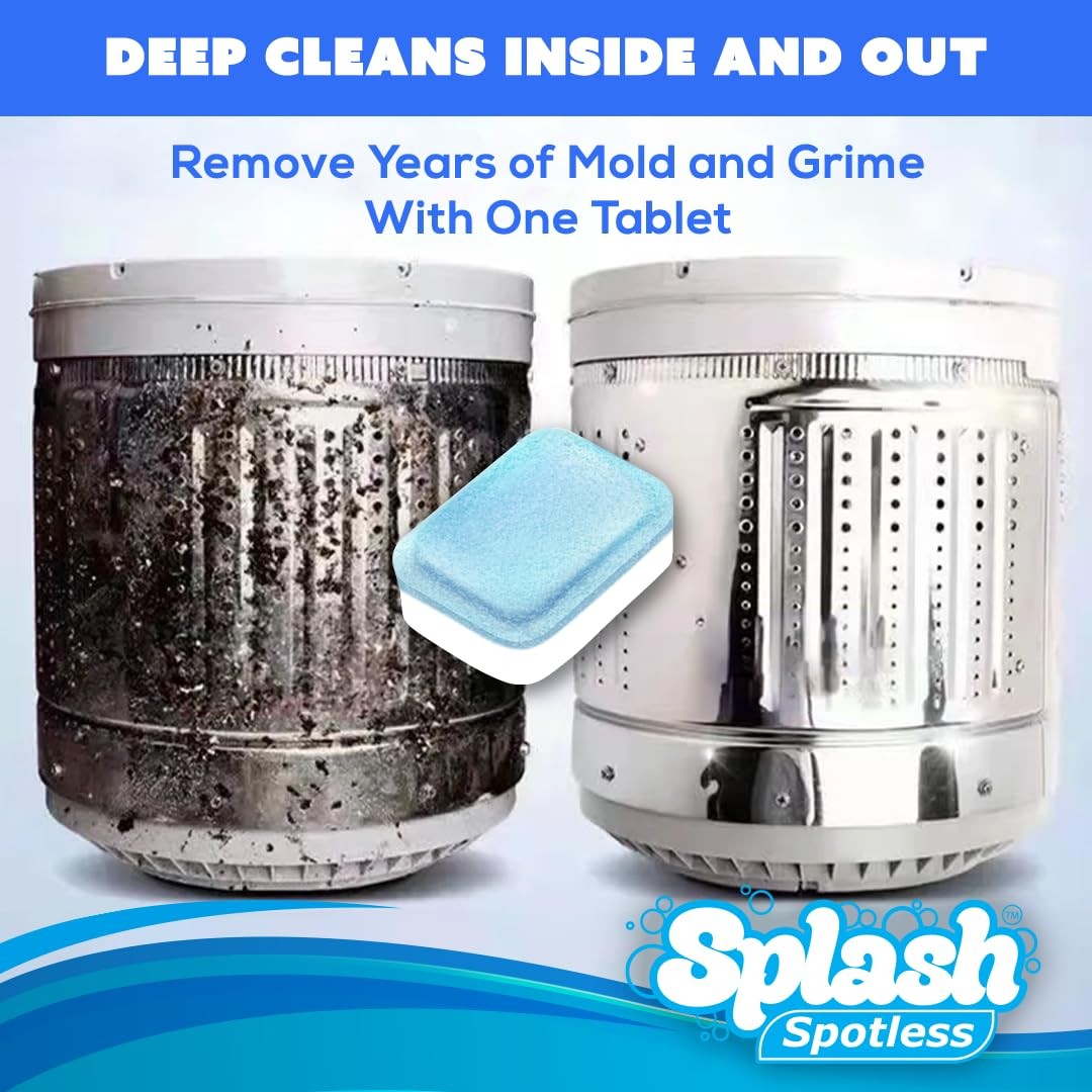 Splash Spotless Washing Machine Cleaner Tablets 6 Count Deep Cleaning Formula