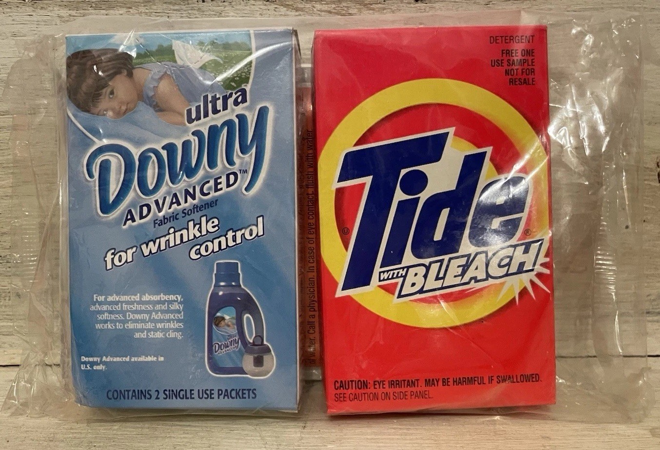 Vtg 2002 Tide Bleach Laundry Detergent Ultra Downy Advanced Trial Size Sealed