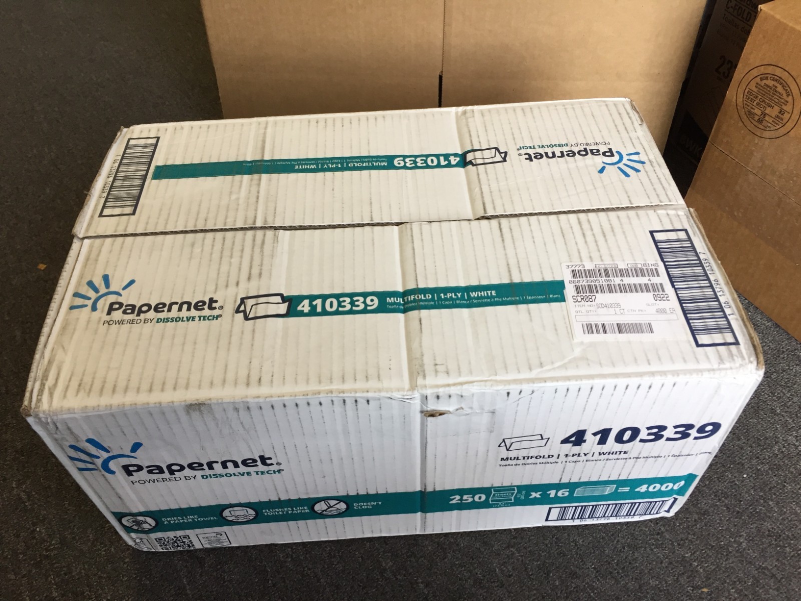 Papernet 410339 9.3 x 9.5 DissolveTech Paper Towel 1-PLY – White (4000/Carton)