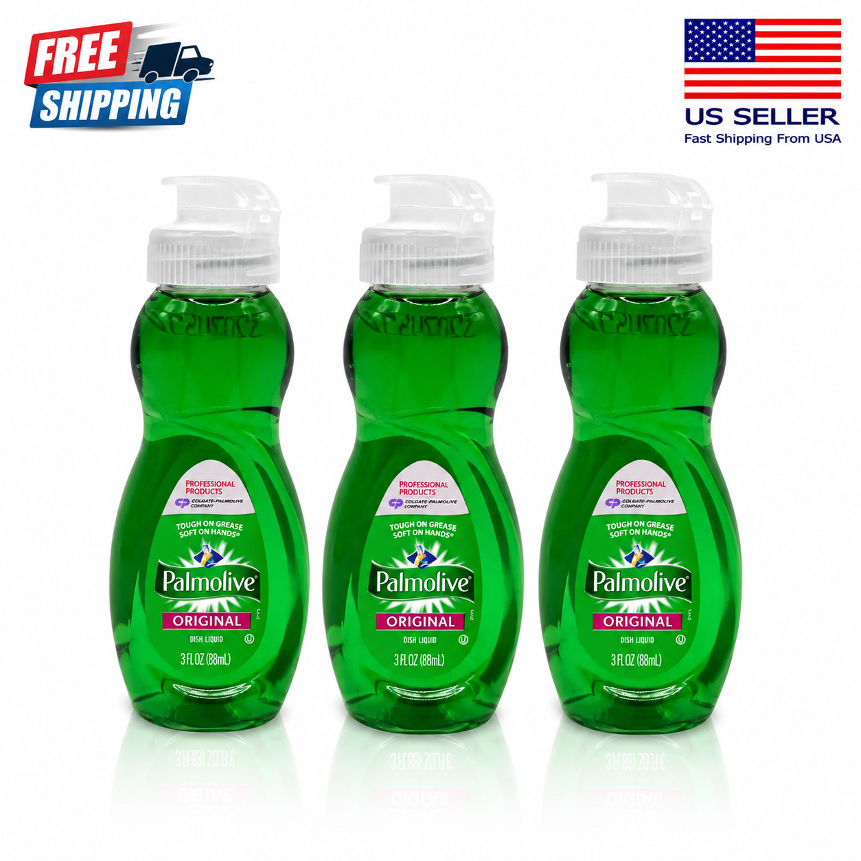 3-Pack Palmolive Original Dish Soap Liquid 3 Oz Bottles Grease Fighting Cleaner