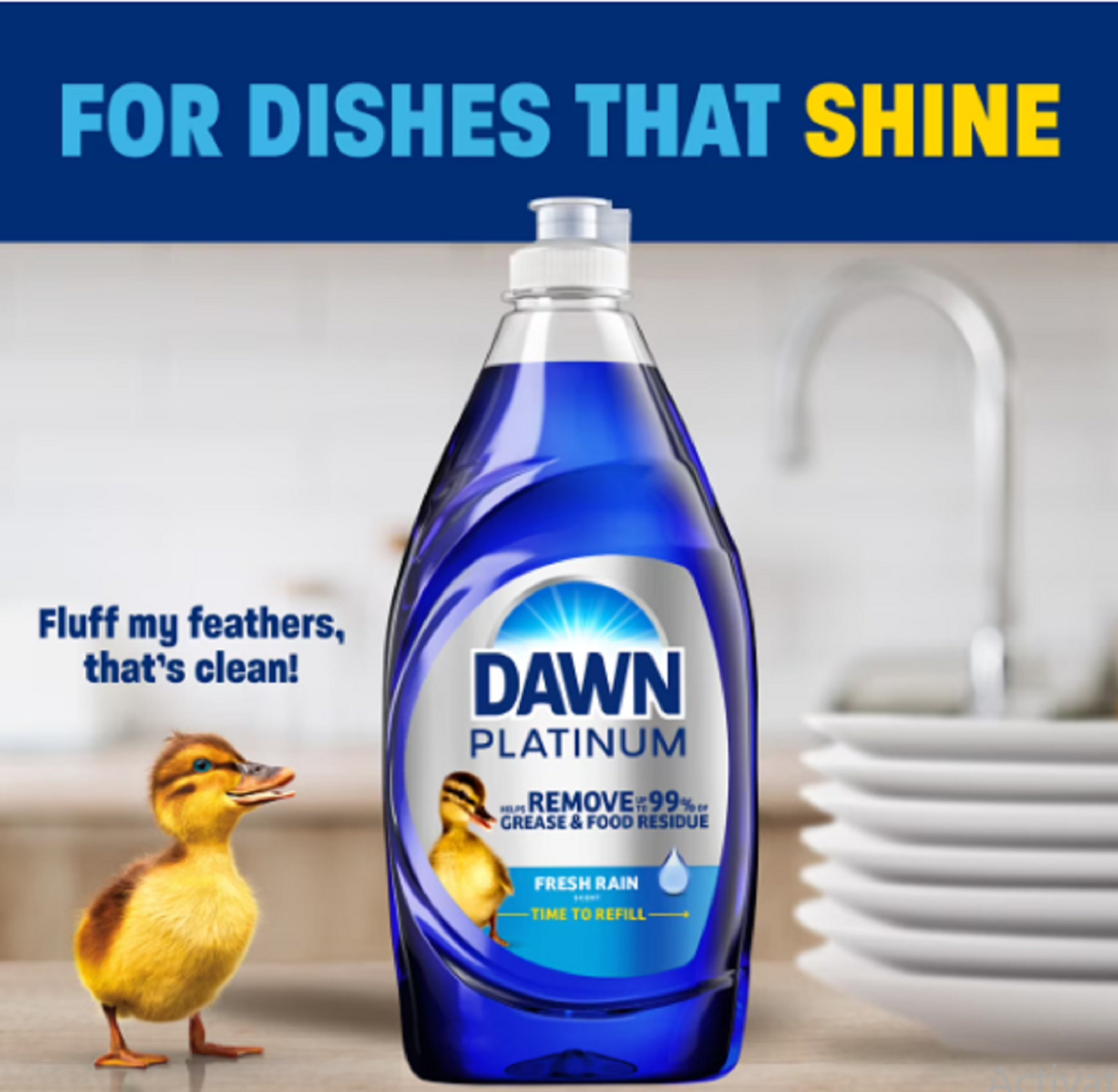 Dawn Platinum Dish Soap, Dishwashing Soap, Fresh Rain, 30 fl oz