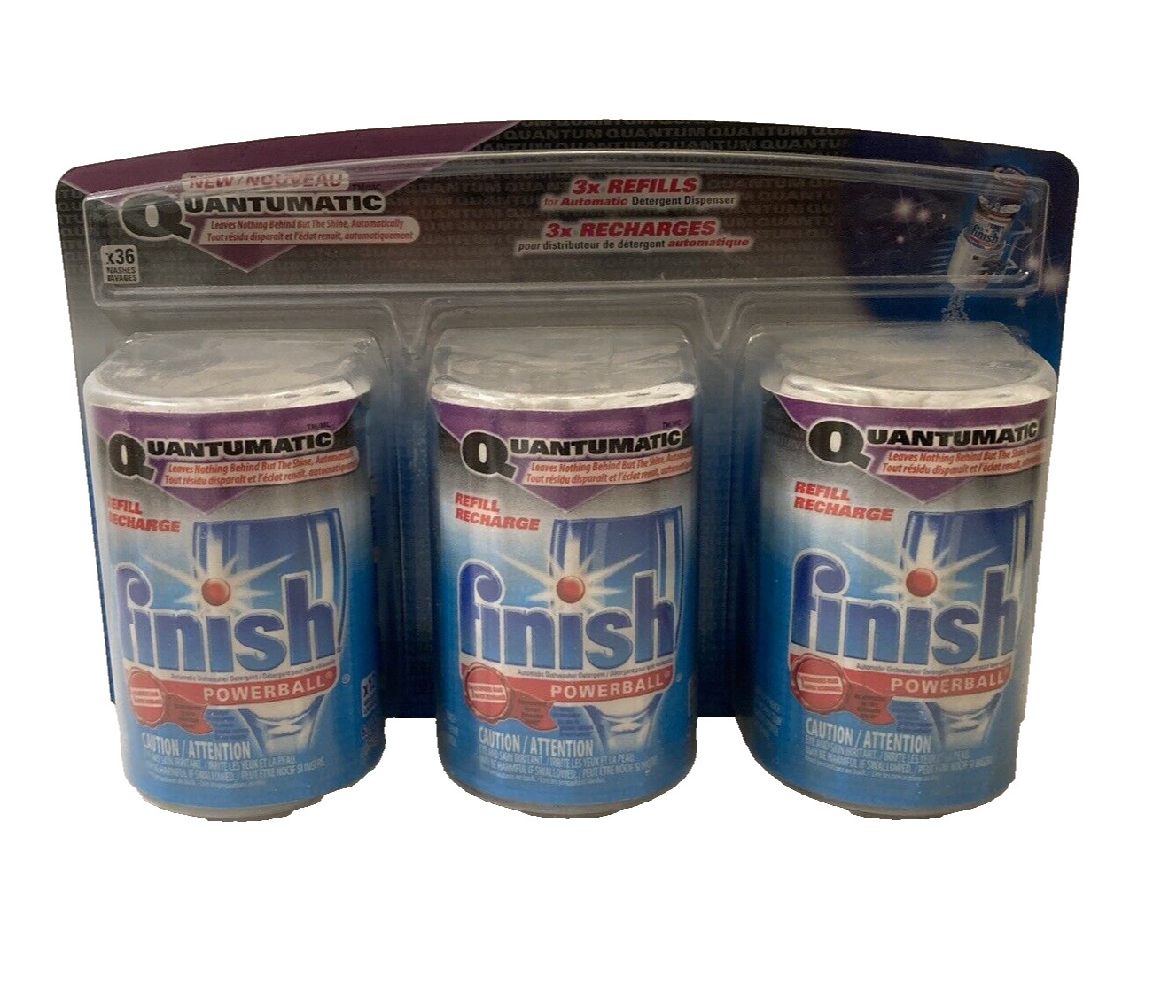 Finish Powerball Quantumatic Dishwasher Detergent 3 Pack Refills Sealed
