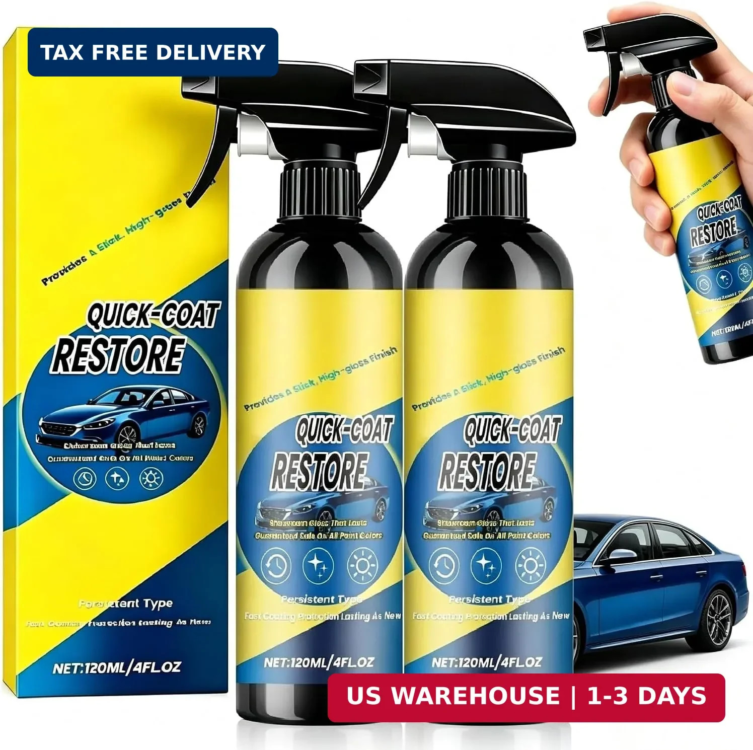2Pcs Nano Quick Coat Restore Coating Spray,2026 New Advanced Automobile Quick Ef