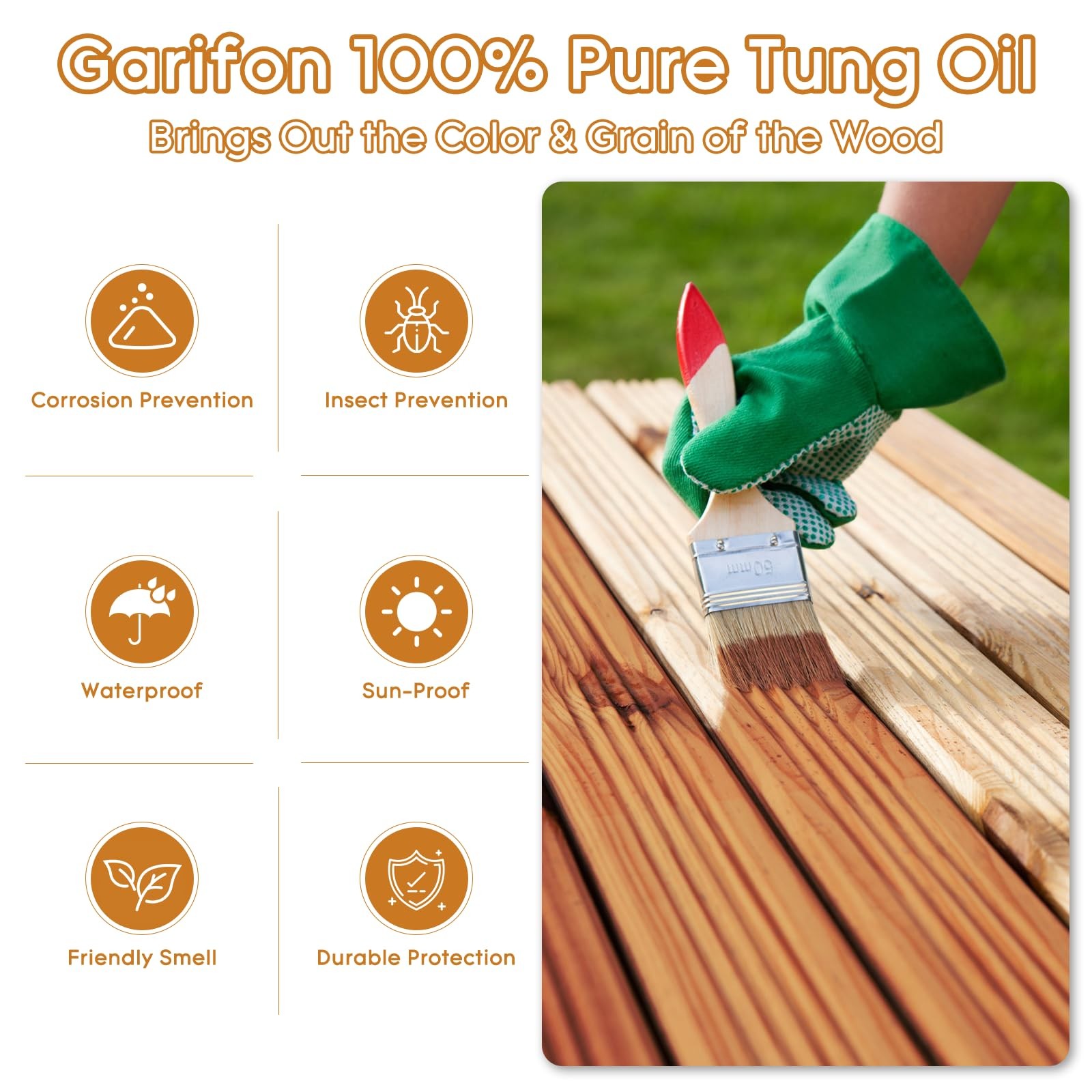 32 Oz Tung Oil For Wood Food Safe 100 Pure Tung Oil For Wood Outdoor Food Grade