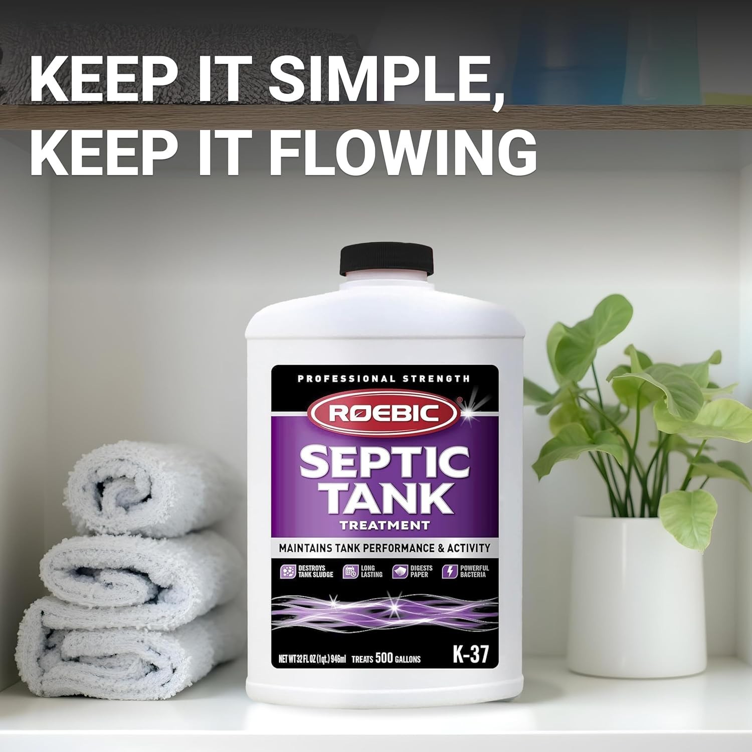 Eco-Friendly Septic Tank Treatment: 32 Fl Oz, Lasts One , Safe for Toilets